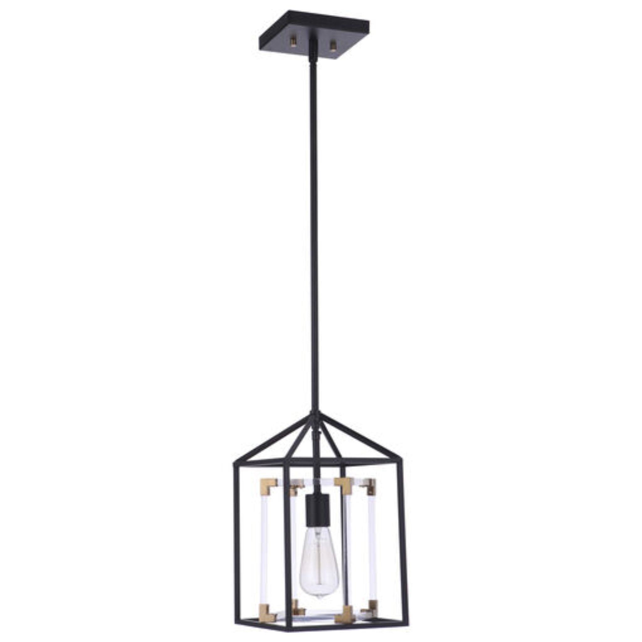 Craftmade Aaron 1-Light 8-Inch Flat Black & Satin Brass Pendant Ceiling Light Fixture - Modern Dining Room, Kitchen Island, or Entryway Lighting (Model P985FBSB1)