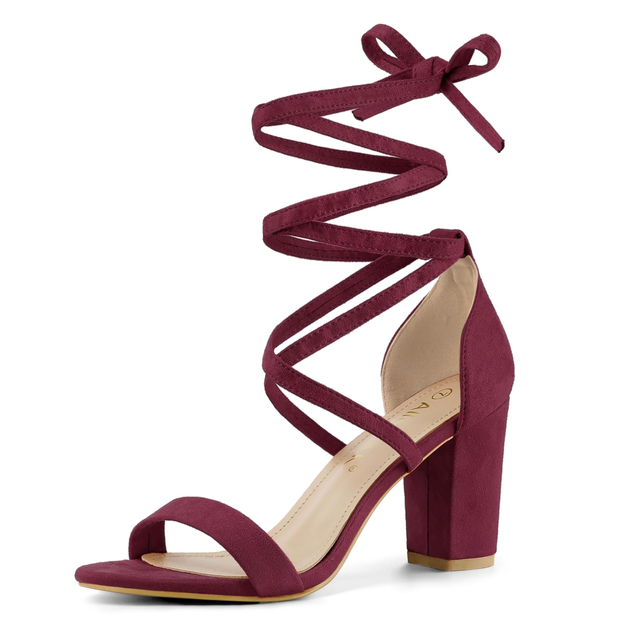 Allegra K Women's Strappy Lace Up Chunky High Heel Sandals - Comfortable Dressy Shoes for Weddings, Parties & Evening Events