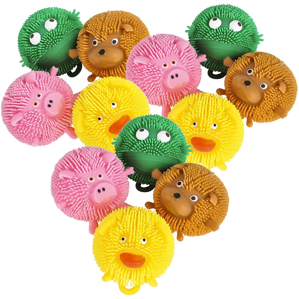 RIN Squishy Farm Critters - Box of 12 Adorable Animal Stress Relief Toys for Kids & Adults | Perfect for Classroom Rewards, Party Favors & Sensory Play