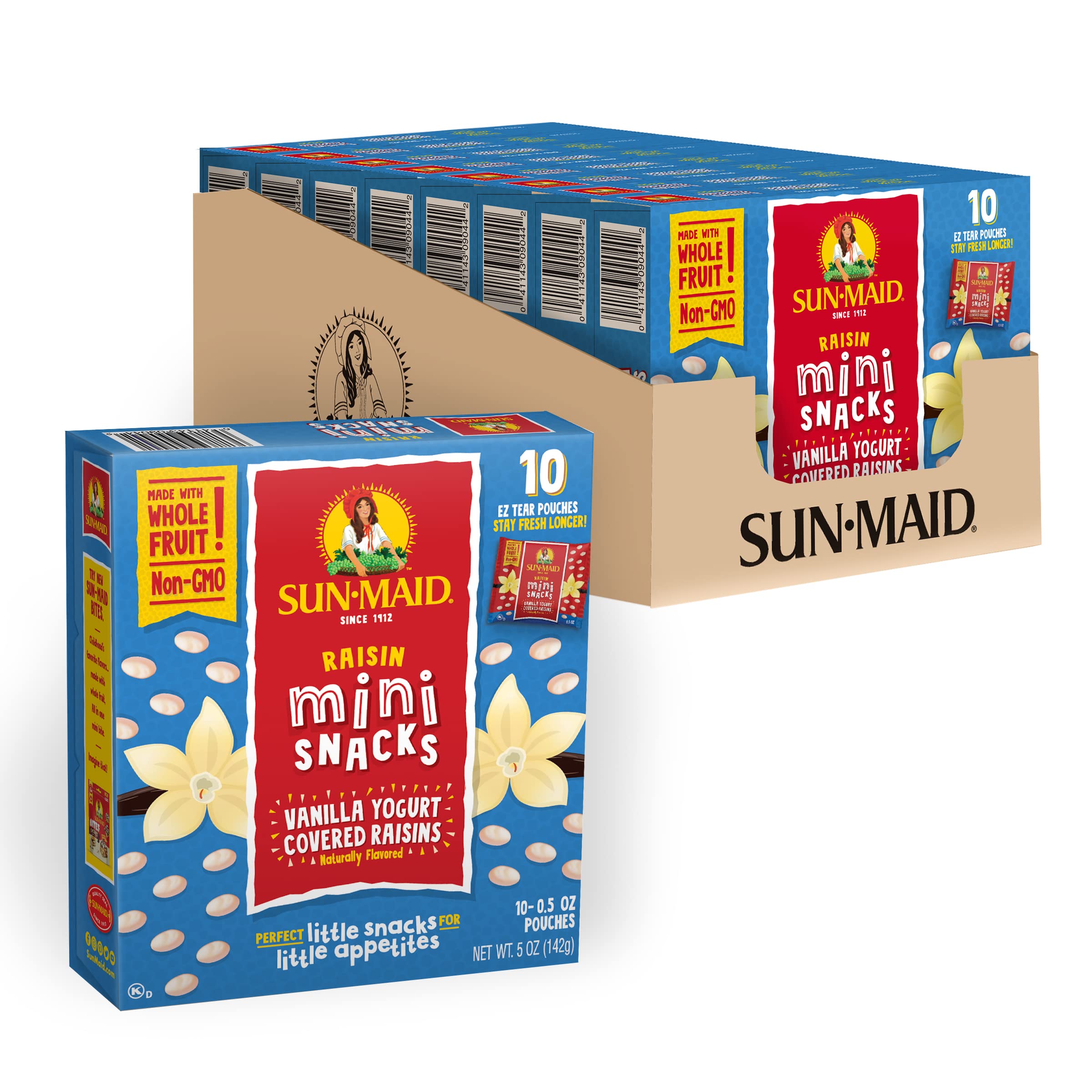Sun-Maid Vanilla Yogurt Coated Raisins - 80 Pack (0.5 oz Each) | Healthy Yogurt Covered Dried Fruit Snacks | Perfect for School Lunches, Office Snacks & On-the-Go Energy Boost