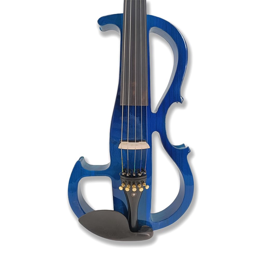 5 Strings Electric Viola 16 Inch Full Size - Solid Wood Ebony Fretboard with Viola Case & Bow (Blue) | Professional Electric Violin for Live Performances, Studio Recording & Music Practice