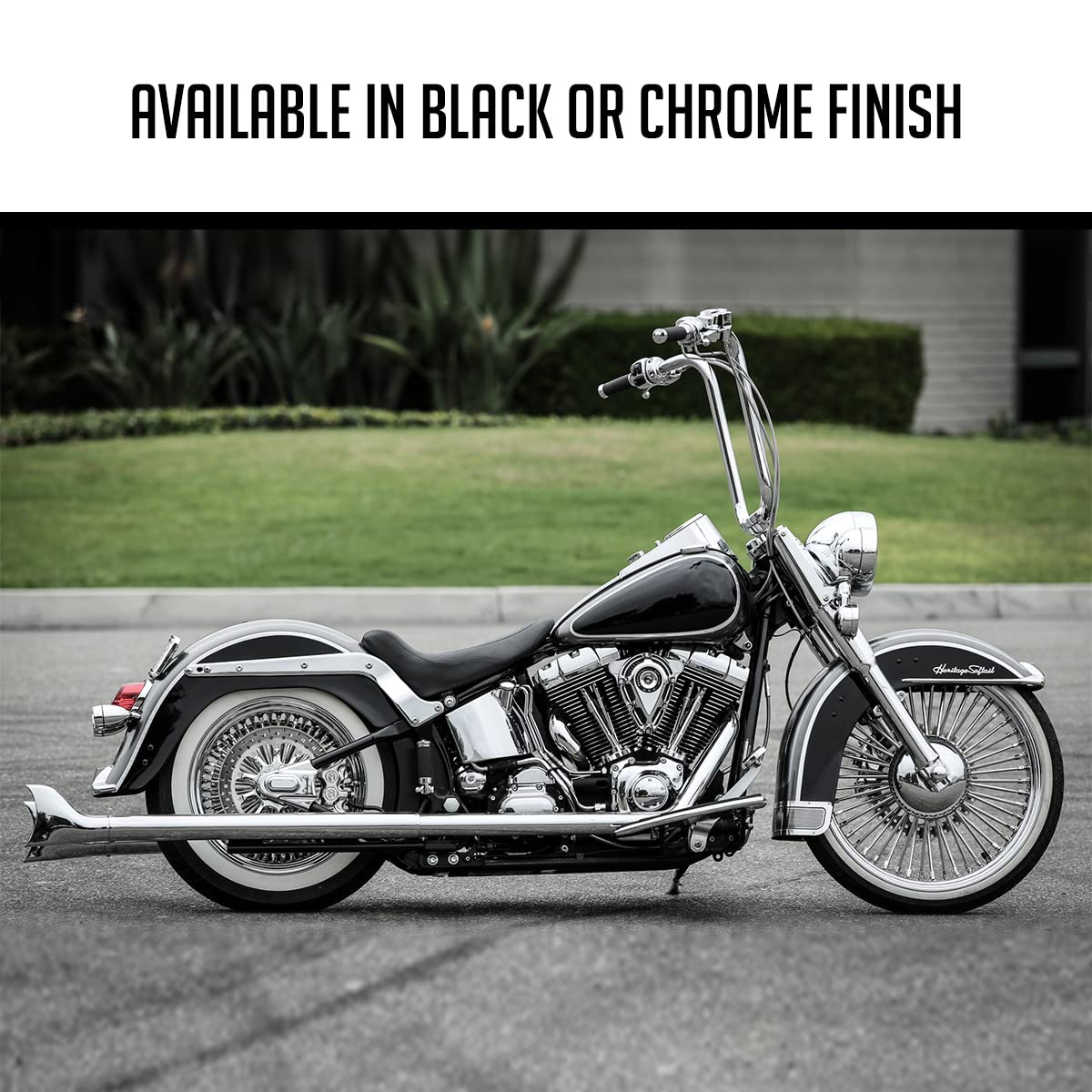 Burly Brand Gorilla Ape Hanger Handlebar - 14 Inch Height Chrome Motorcycle Handlebars for Harley Davidson & Cruisers - Comfortable Riding Position for Long Distance & Custom Bike Builds (B28-336T)