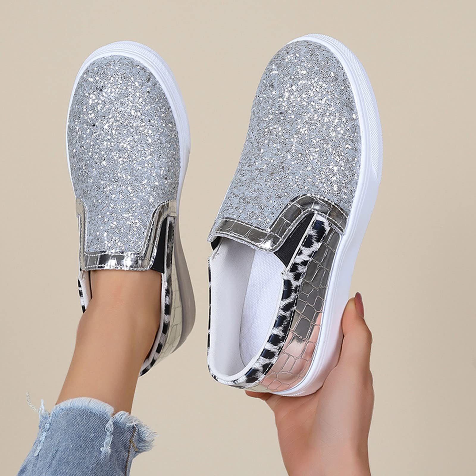 Women's Slip-On Running Sneakers - Lightweight White Walking Shoes for Women | Comfortable Casual & Workout Shoes for Gym, Travel & Everyday Wear
