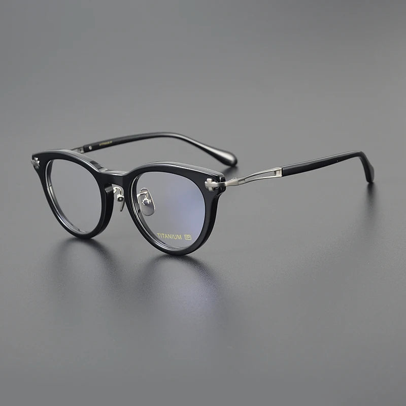 Stylish Black Acetate Unisex Oval Round Eyeglasses - Full Rim Thick Frame for Men & Women | Perfect for Reading, Driving & Fashion Accessories