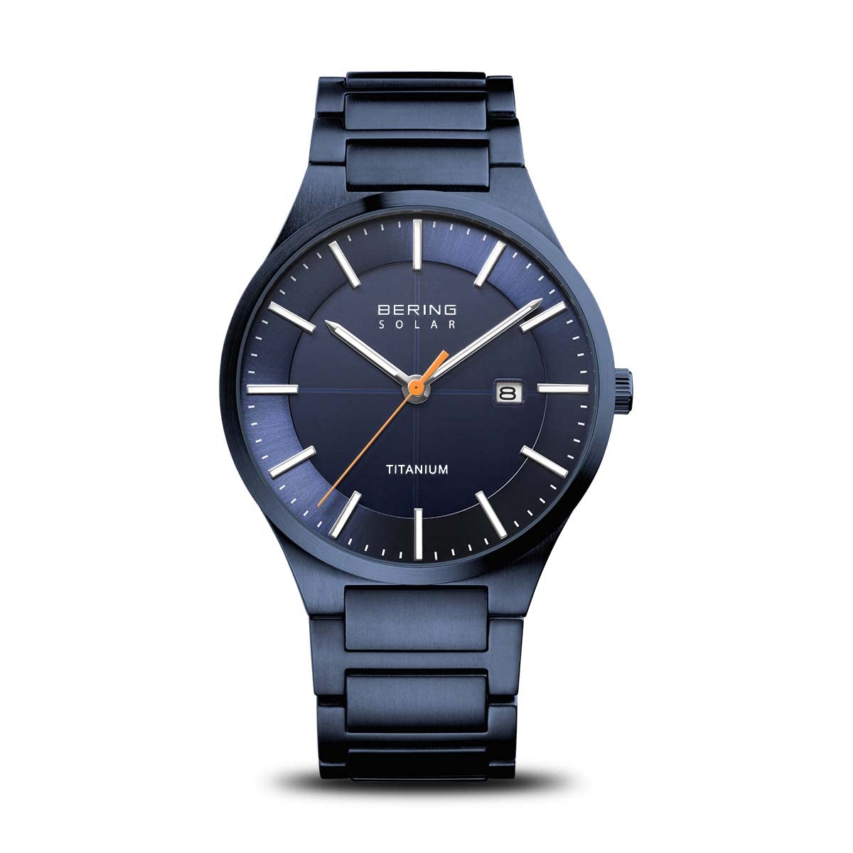 BERING Men's Solar Watch - Titan Strap & Sapphire Crystal for Outdoor & Business