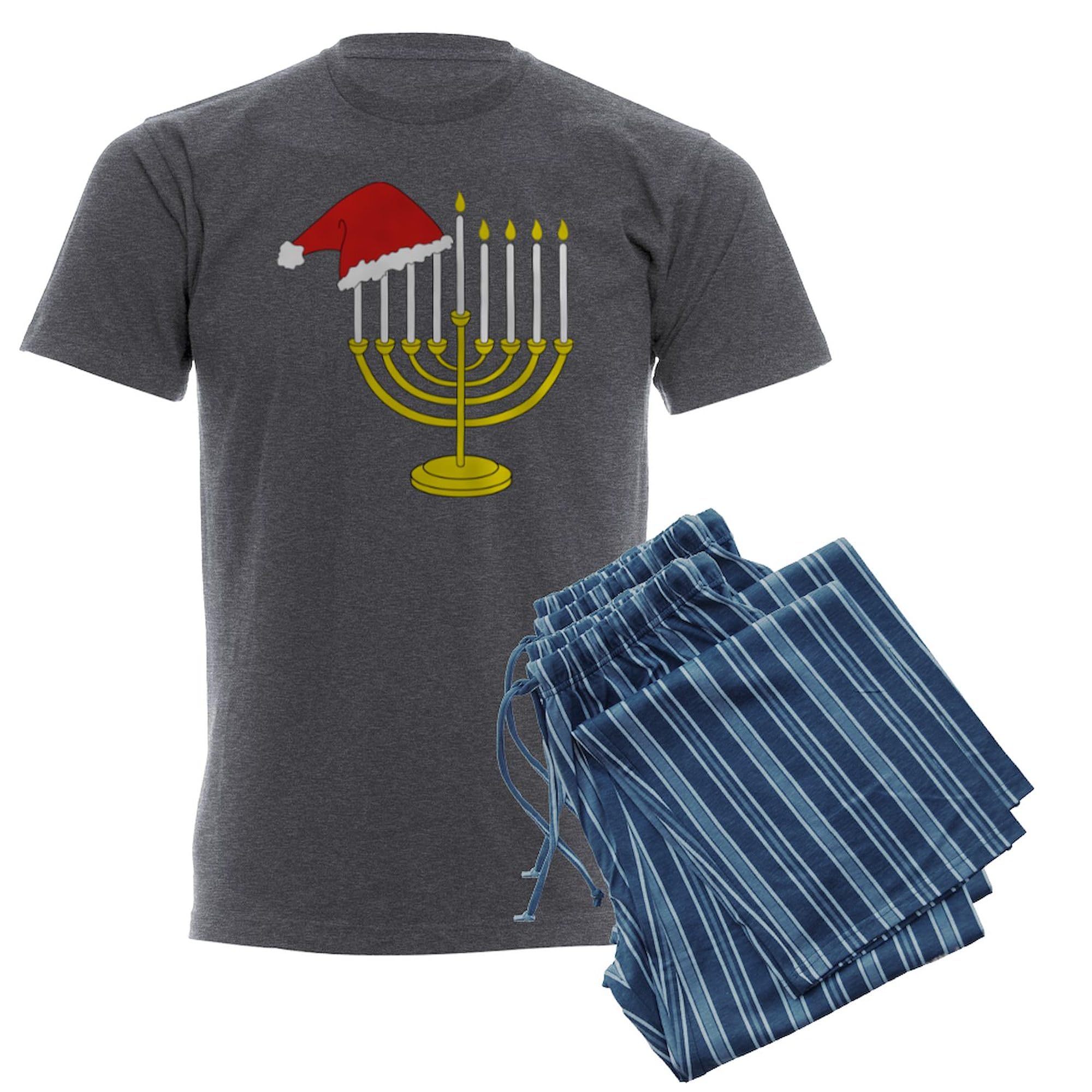 Hanukkah & Christmas Men's Charcoal Pajama Set - Funny Holiday Sleepwear for Men | Perfect for Family Gatherings & Cozy Winter Nights