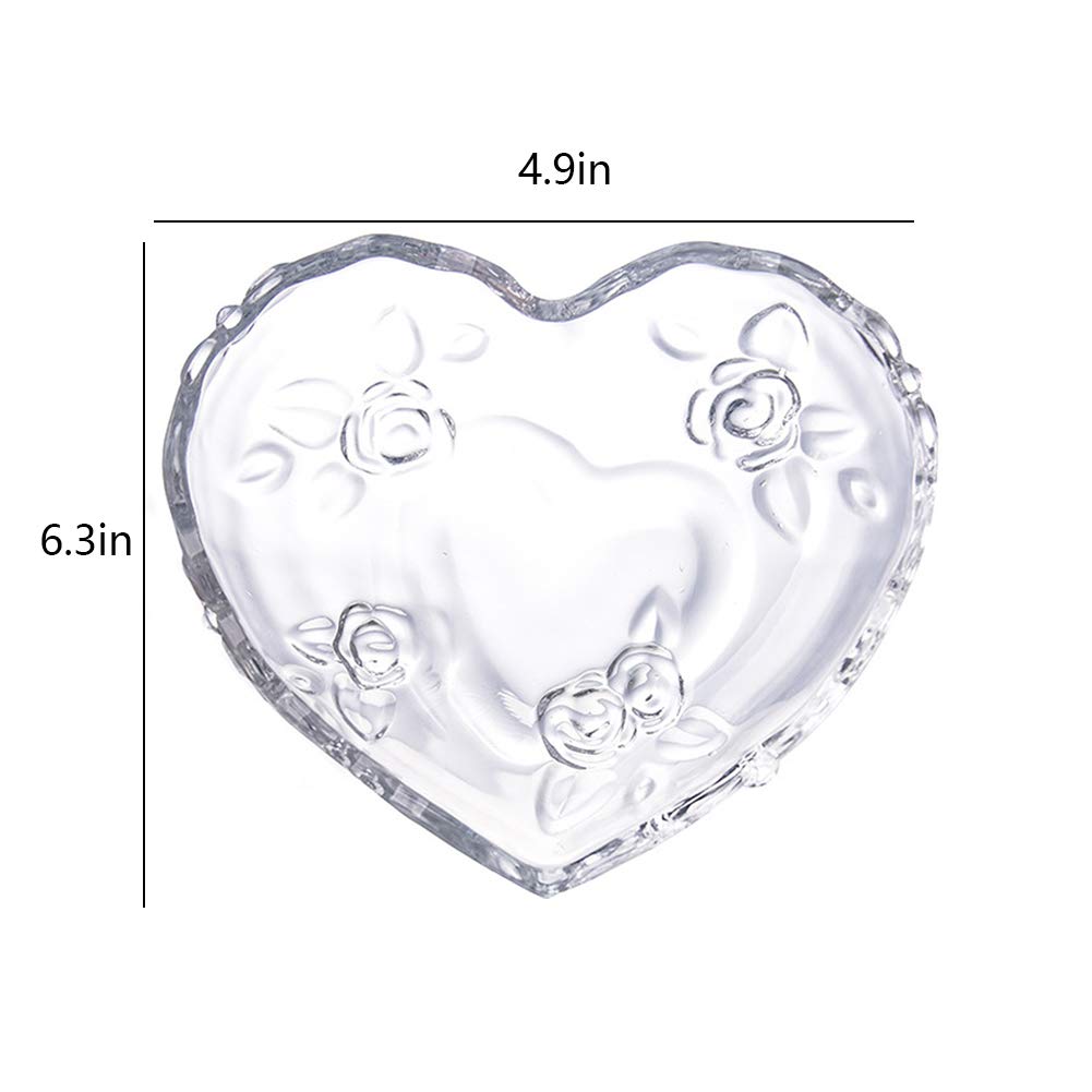 2PCS Clear Glass Heart Bowls for Fruit, Dessert & Salad - Kitchen & Cafe Use