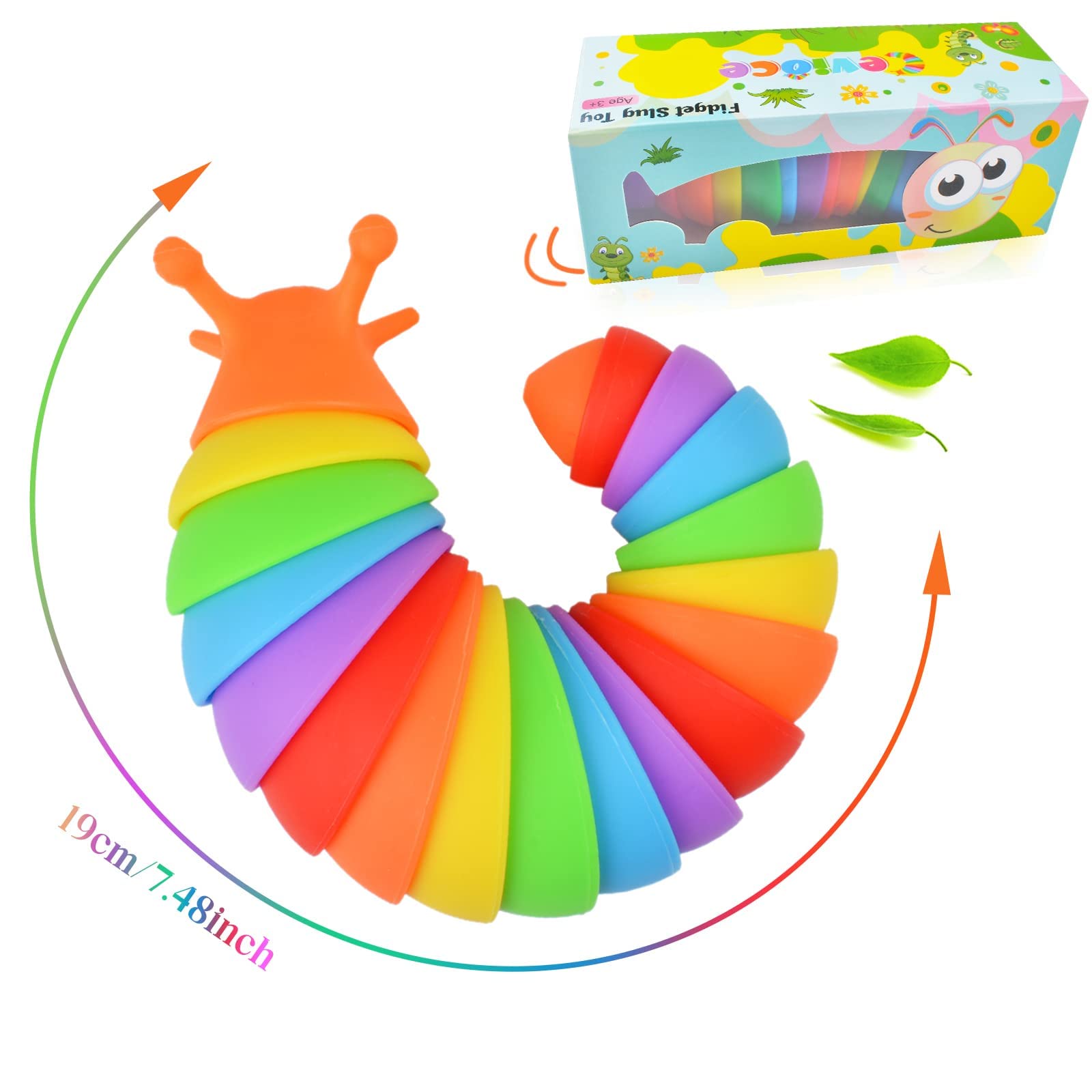 Cevioce Sensory Slug Fidget Toy - 3Pcs for Kids & Adults, Autism Stress Relief - Perfect for ASMR, Birthday Gifts