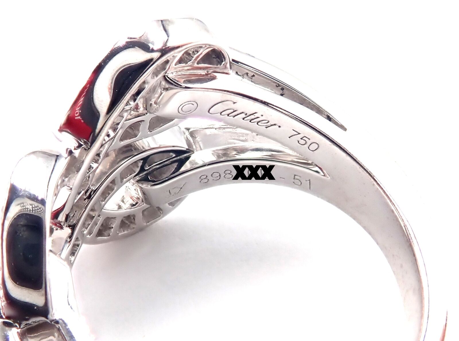Authentic Cartier Agrafe 18k White Gold Diamond Band Ring for Women - Luxury Wedding Engagement Jewelry Gift for Her