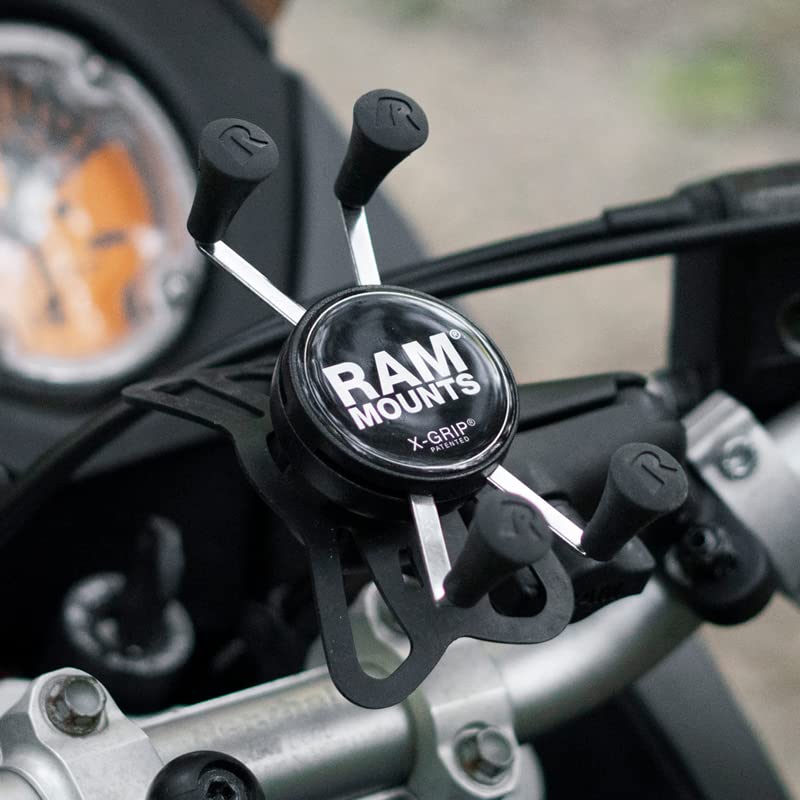 RAM MOUNTS X-Grip Small Phone Mount with Handlebar U-Bolt Base RAM-B-149Z-A-UN7U & Short Arm - Durable Motorcycle, ATV/UTV, Bike Phone Holder for Adventure, Commuting & Outdoor Activities