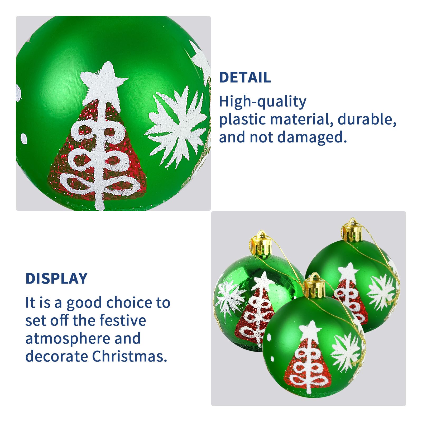6 Pack Shatterproof Christmas Ball Ornaments for Tree Decor - 2.36 Inch Green Holiday Hanging Balls (2025 New Collection) - Perfect for Christmas Tree Decorating, Home Party, and New Year Festive Decorations