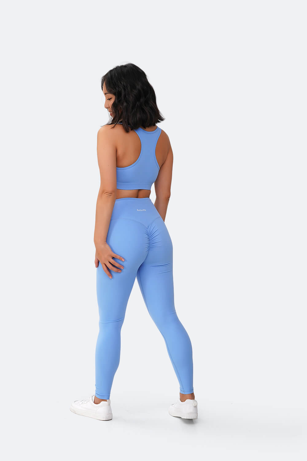 Bubble Blue High Waisted Push Up Leggings for Women - Tummy Control Yoga Pants - Workout, Running & Gym Activewear