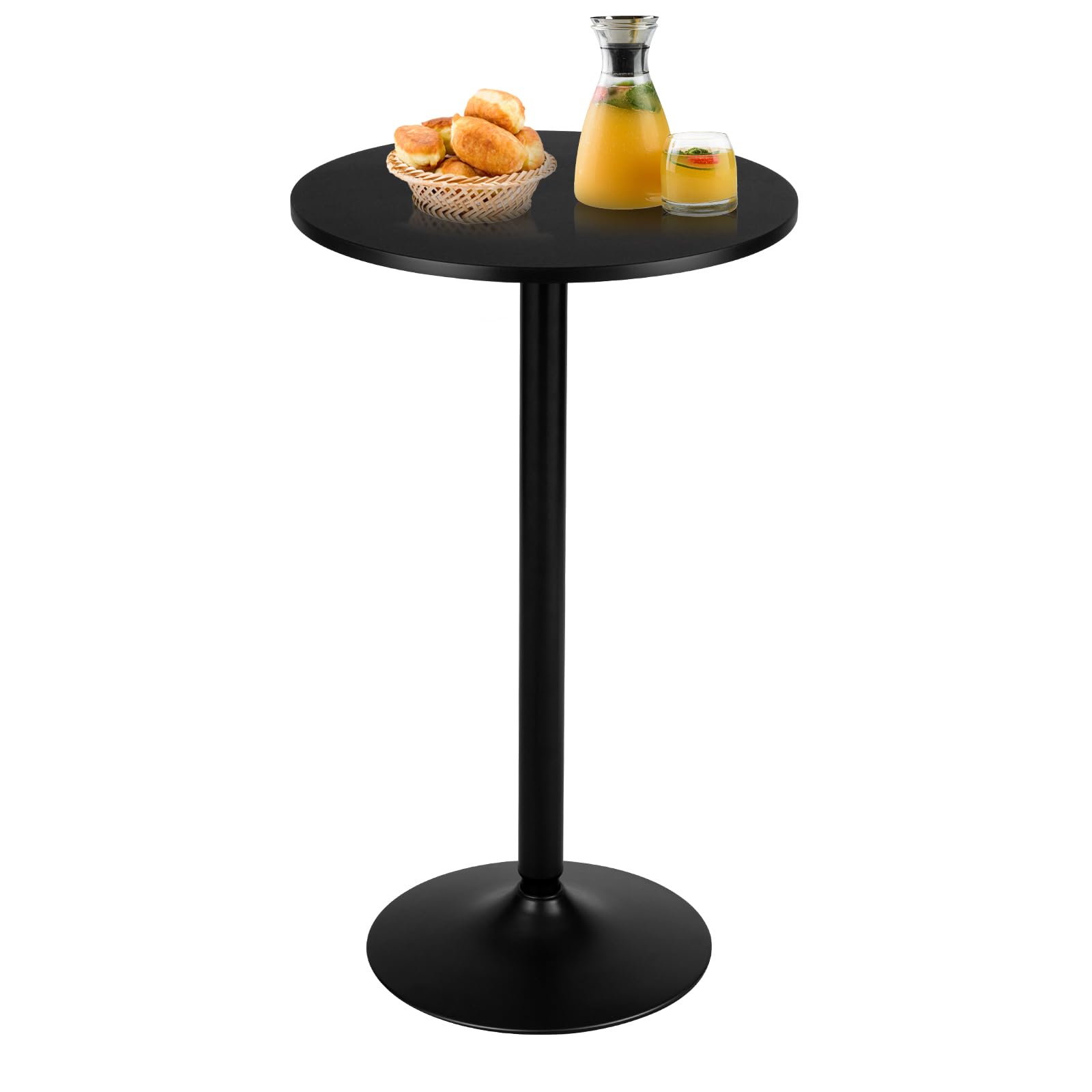2-Pack 40-Inch Modern Cocktail Tables with Metal Base & 24-Inch MDF Round Top, Bistro High Tables for Living Room, Dining Room, Restaurant, Bar, and Outdoor Patio Use