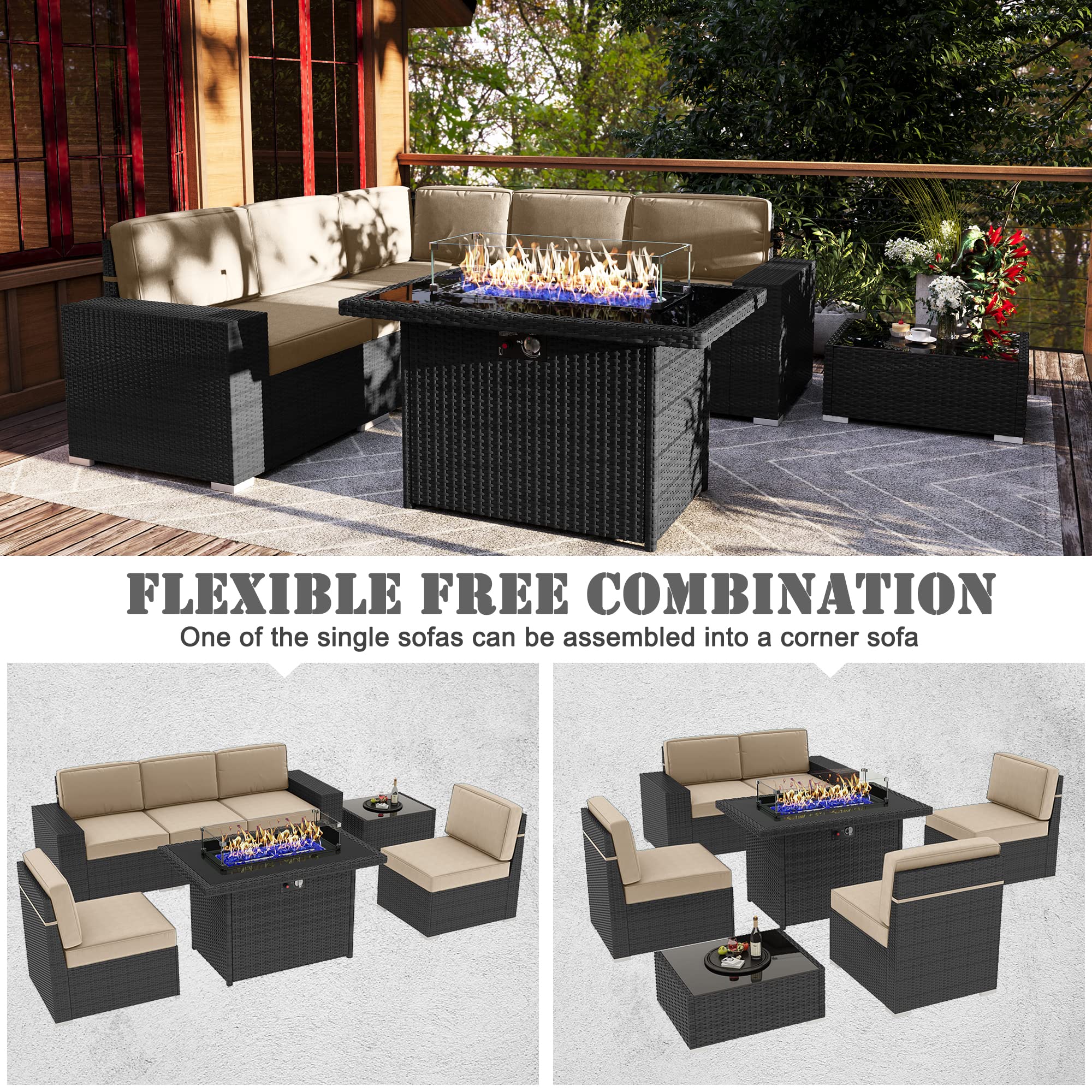 7-Piece Outdoor Patio Furniture Set with 44