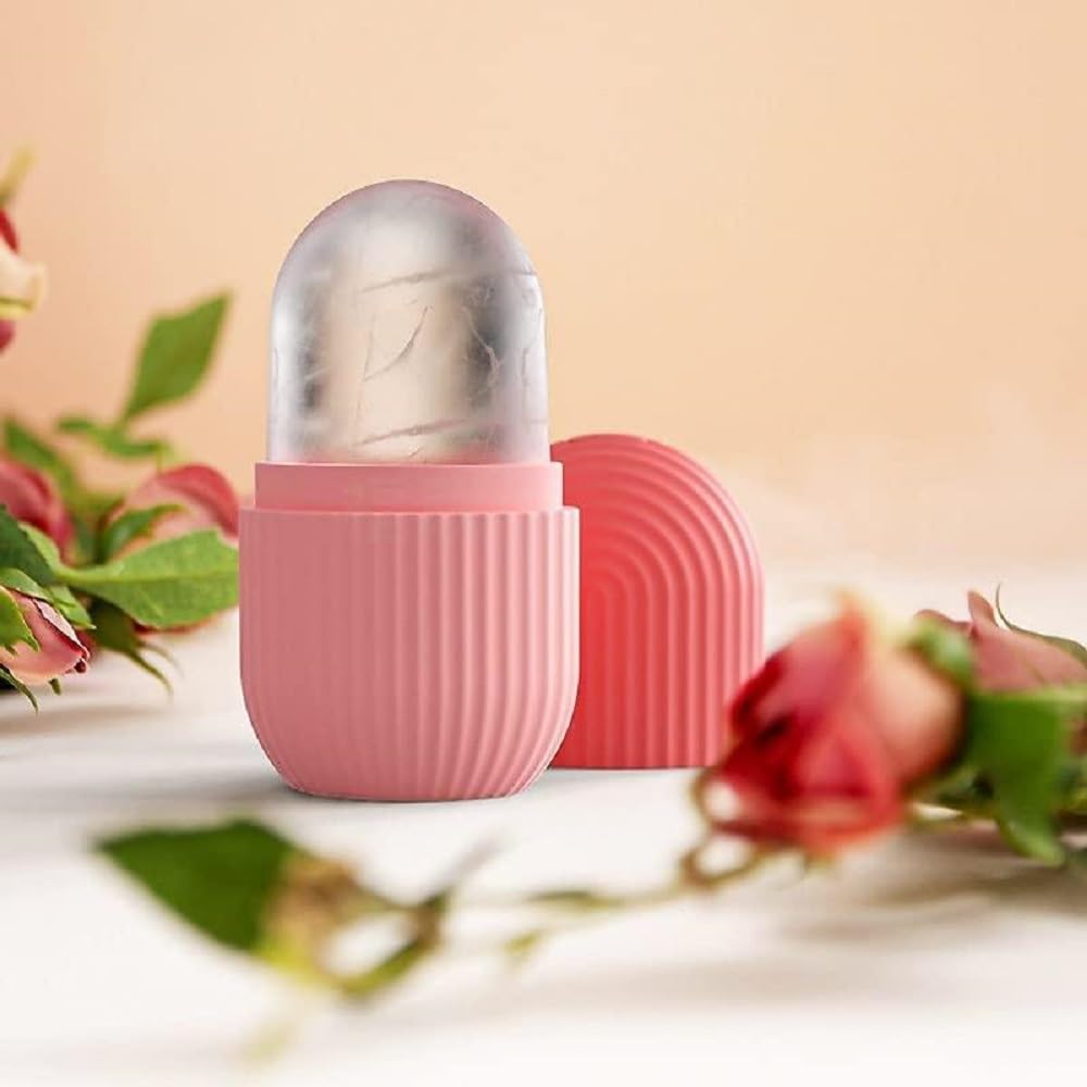 Neorah Ice Face Roller & Silicone Facial Massager for Eyes & Neck - Dark Circle Removal, Pore Minimizer, Skin Tightening & Beauty Care - Pink Facial Ice Roller for Home Spa & Skincare Routine