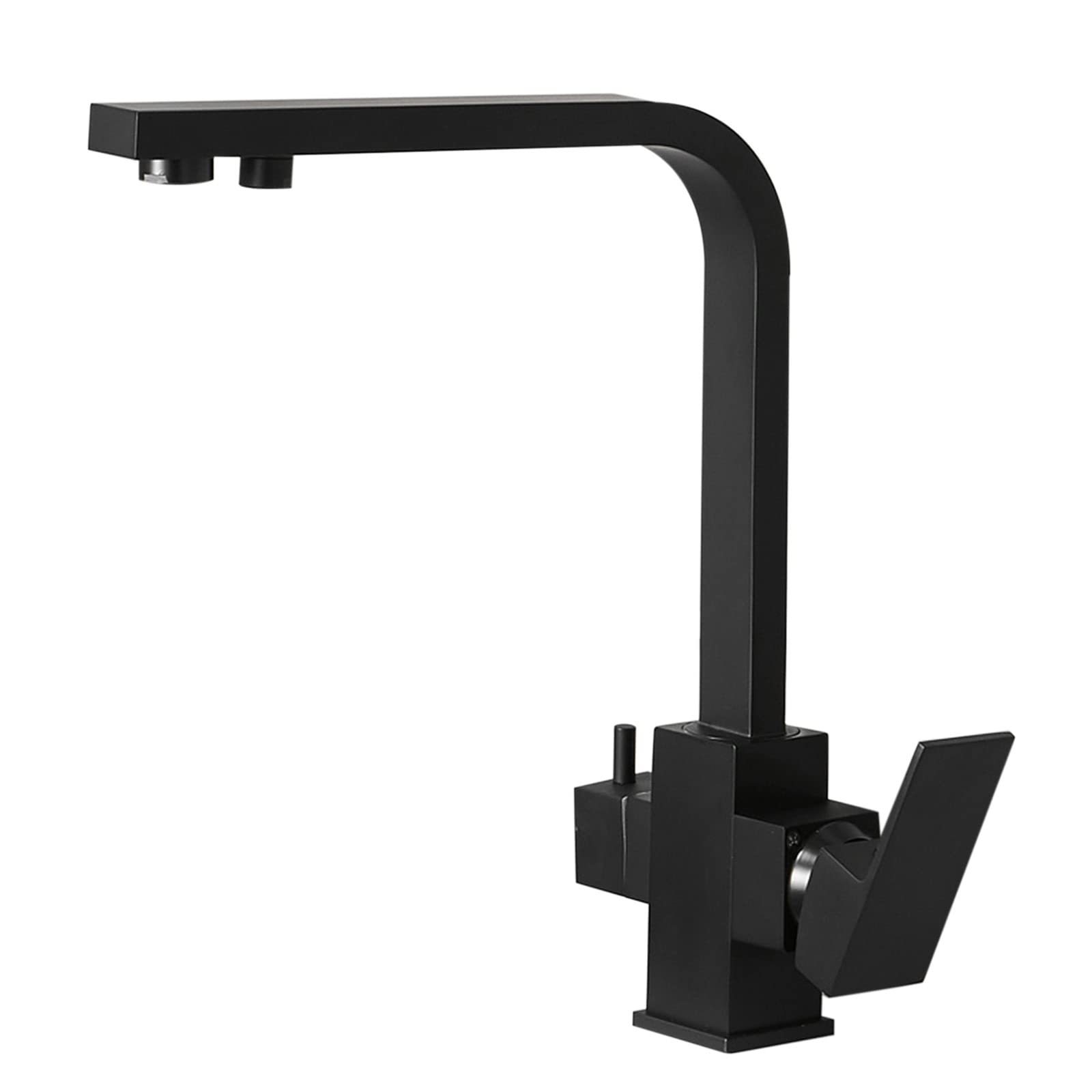 3-Way Black Kitchen Faucet with Hot/Cold Water for Sink