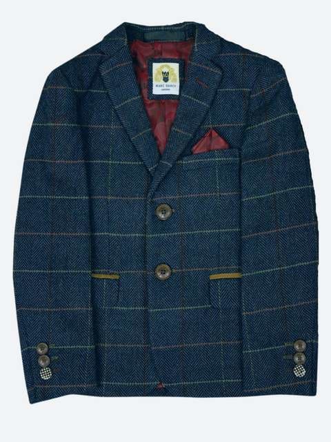 Marc Darcy Boys' Eton 3-Piece Navy Tweed Suit - Formal Wear for Weddings, School Events & Special Occasions
