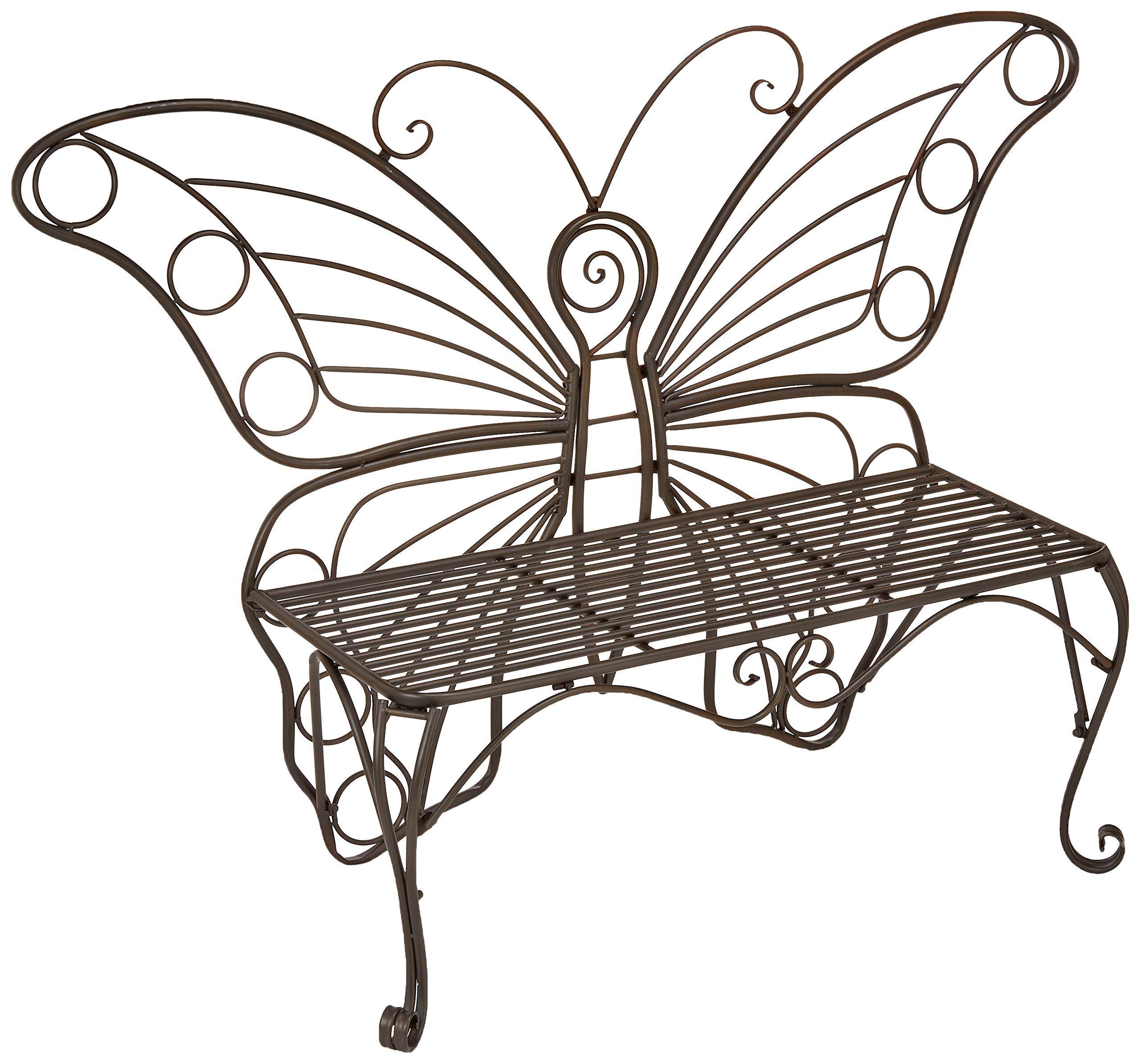 Antique Black Butterfly Garden Bench - 60