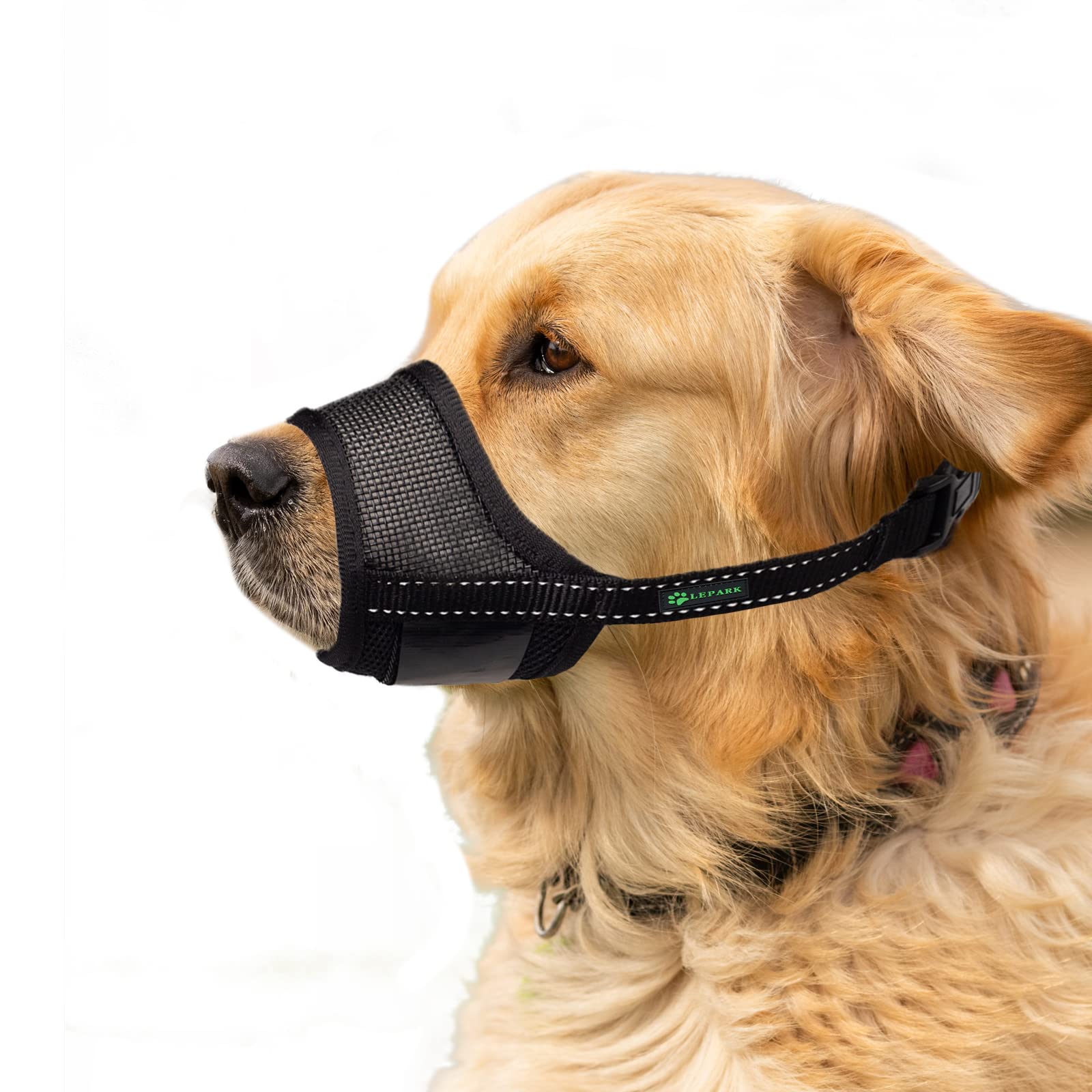 Lepark Dog Muzzle with Mesh Cover - Soft Breathable Anti-Biting Muzzle with Reflective Strap for Small, Medium & Large Dogs - Perfect for Training, Grooming, Walks & Vet Visits