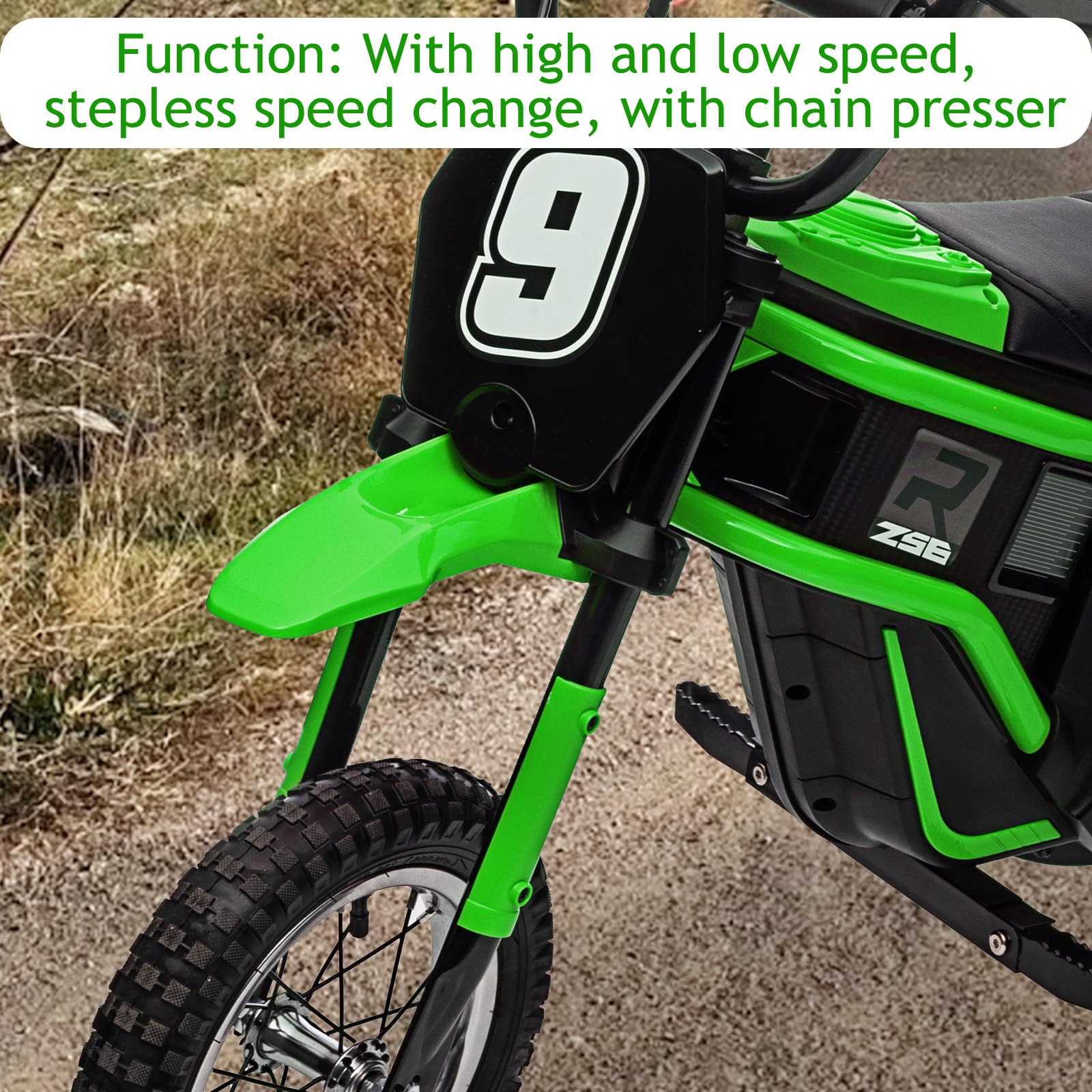 GARVEE 24V 10A 350W Kids Electric Dirt Bike for Ages 5-17 | 14.29MPH Top Speed | 3-Speed Adjustable | Green Off-Road Motorcycle | Perfect for Backyard, Trail & Off-Road Adventures