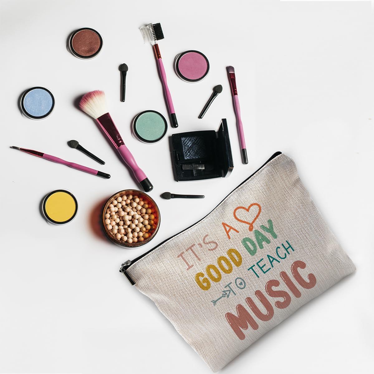 Music Teacher Makeup Bag - Zippered Travel Cosmetic Pouch for Toiletries | Perfect Teacher Appreciation Gift for Music Educators | Great for Classroom, Travel & Daily Use