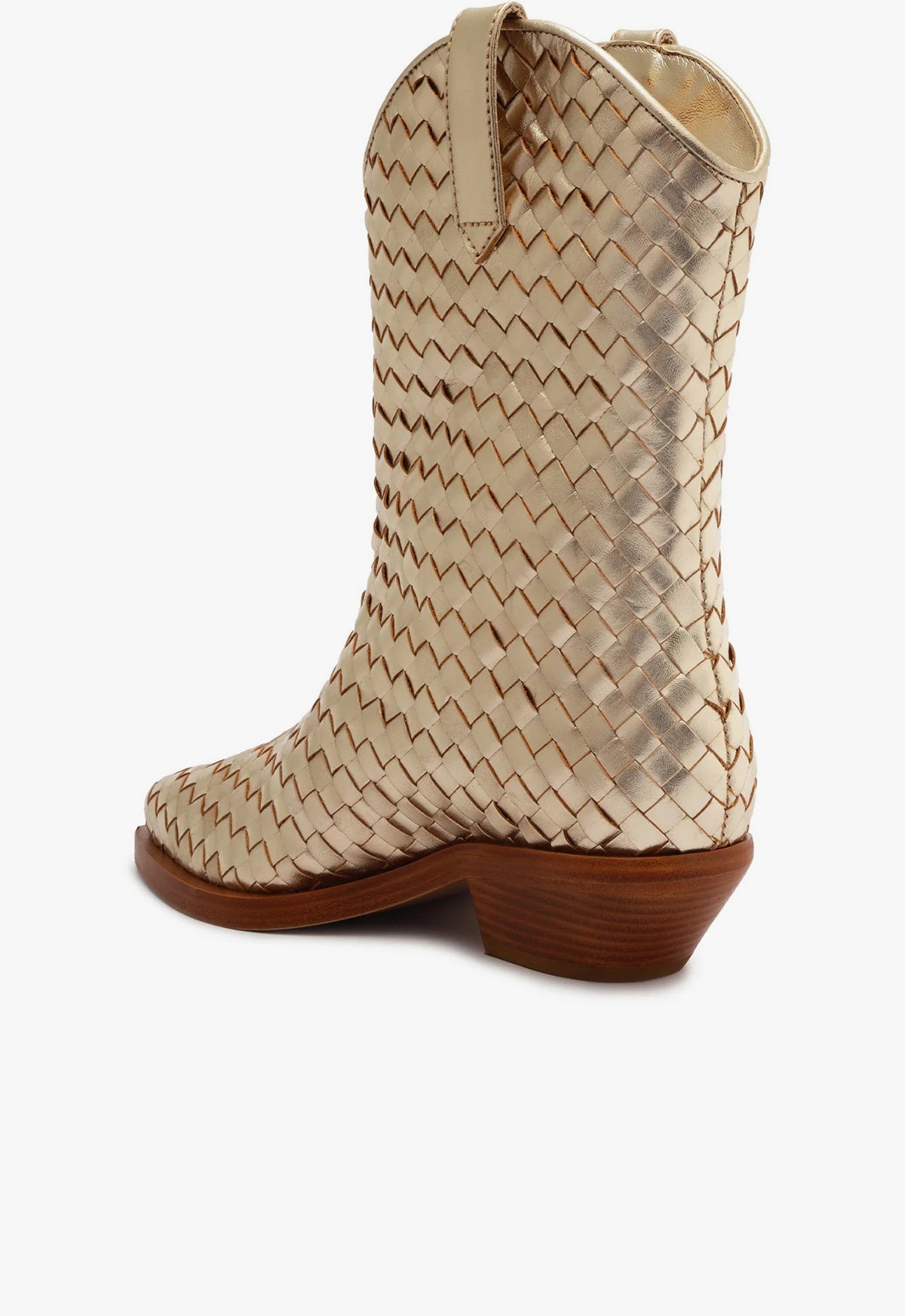 Cicera Women's Woven Metallic Leather Ankle Booties - Stylish Pointed Toe Booties for Fall/Winter, Office, Party & Night Out