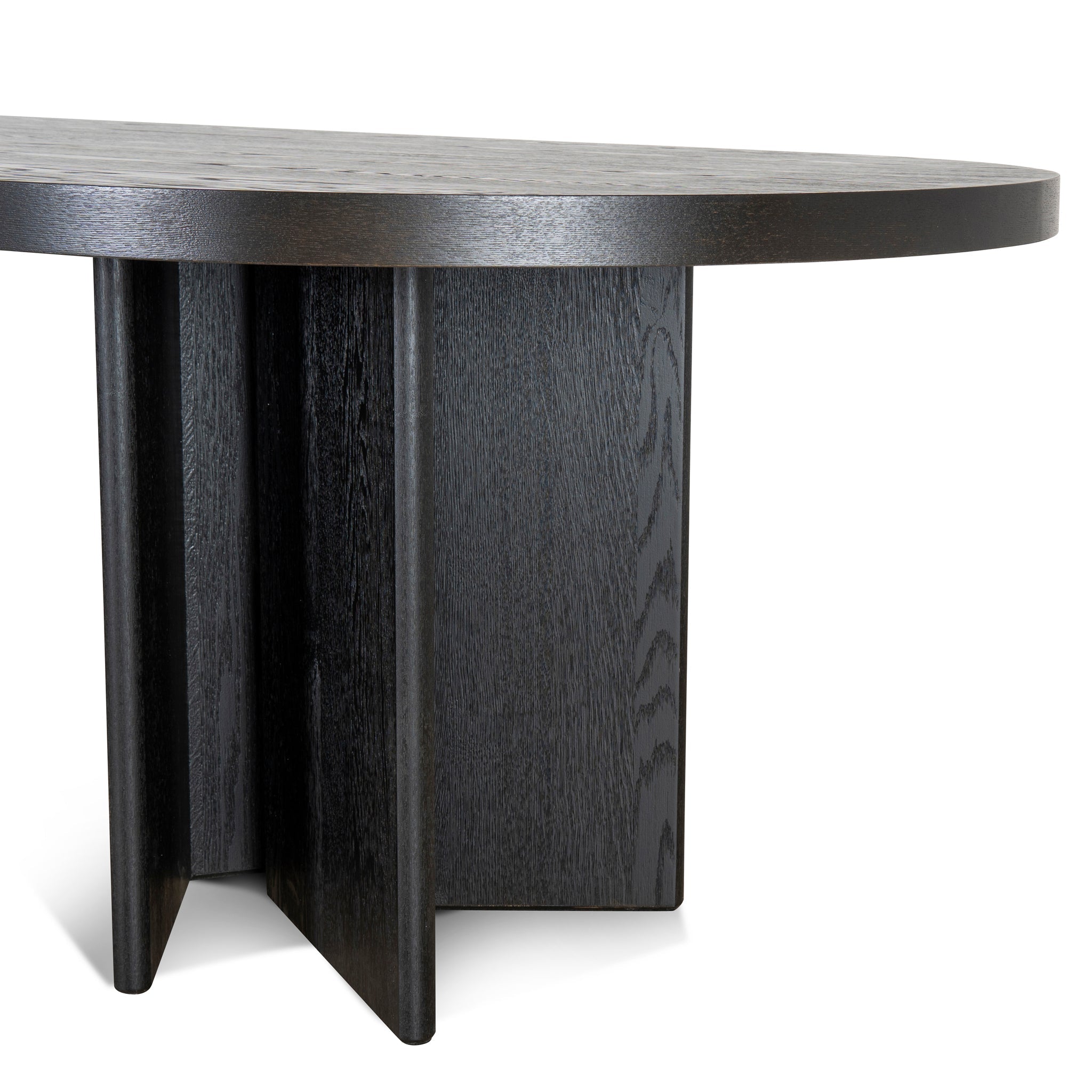 3M Pill Shape Dining Table - Textured Espresso Black Finish - Modern Kitchen & Dining Room Furniture for Small Spaces