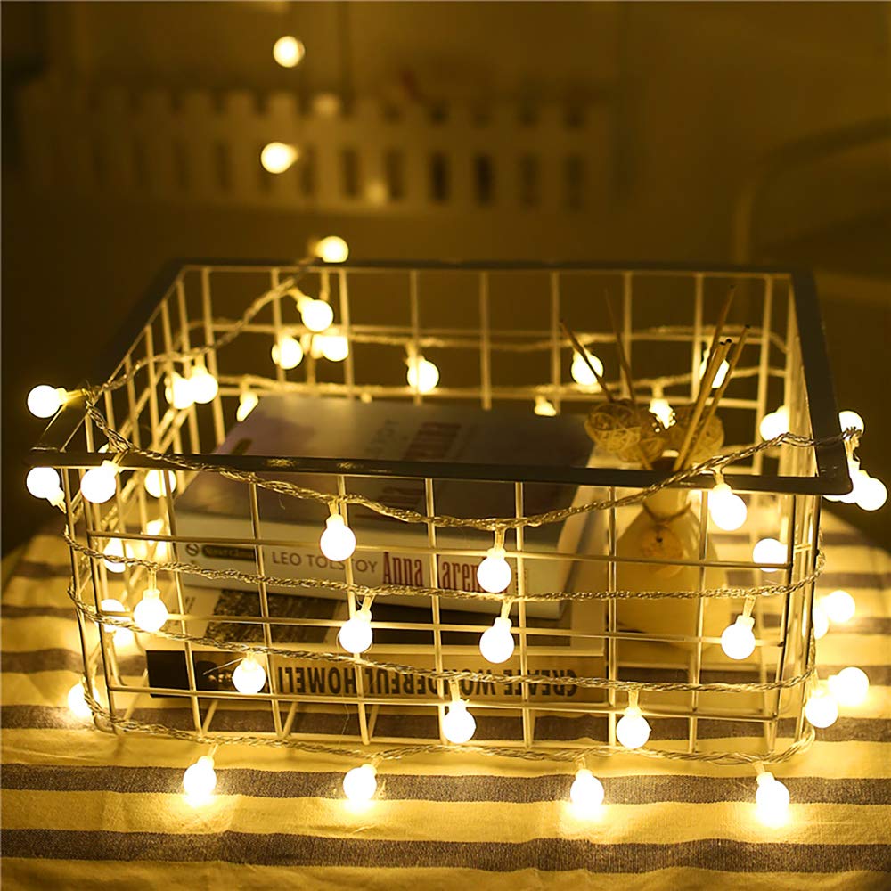 ALLURVEN 80LED 32.8FT Copper Wire Fairy String Lights - Warm White Battery Operated LED Globe Lights for Bedroom, Wedding, Party, Garden & Outdoor Decor
