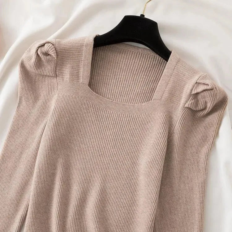 Square Neck Women's Knit Sweaters - Cozy & Stylish Pullovers for Fall & Winter Fashion | Perfect for Office, Casual Outings & Layering
