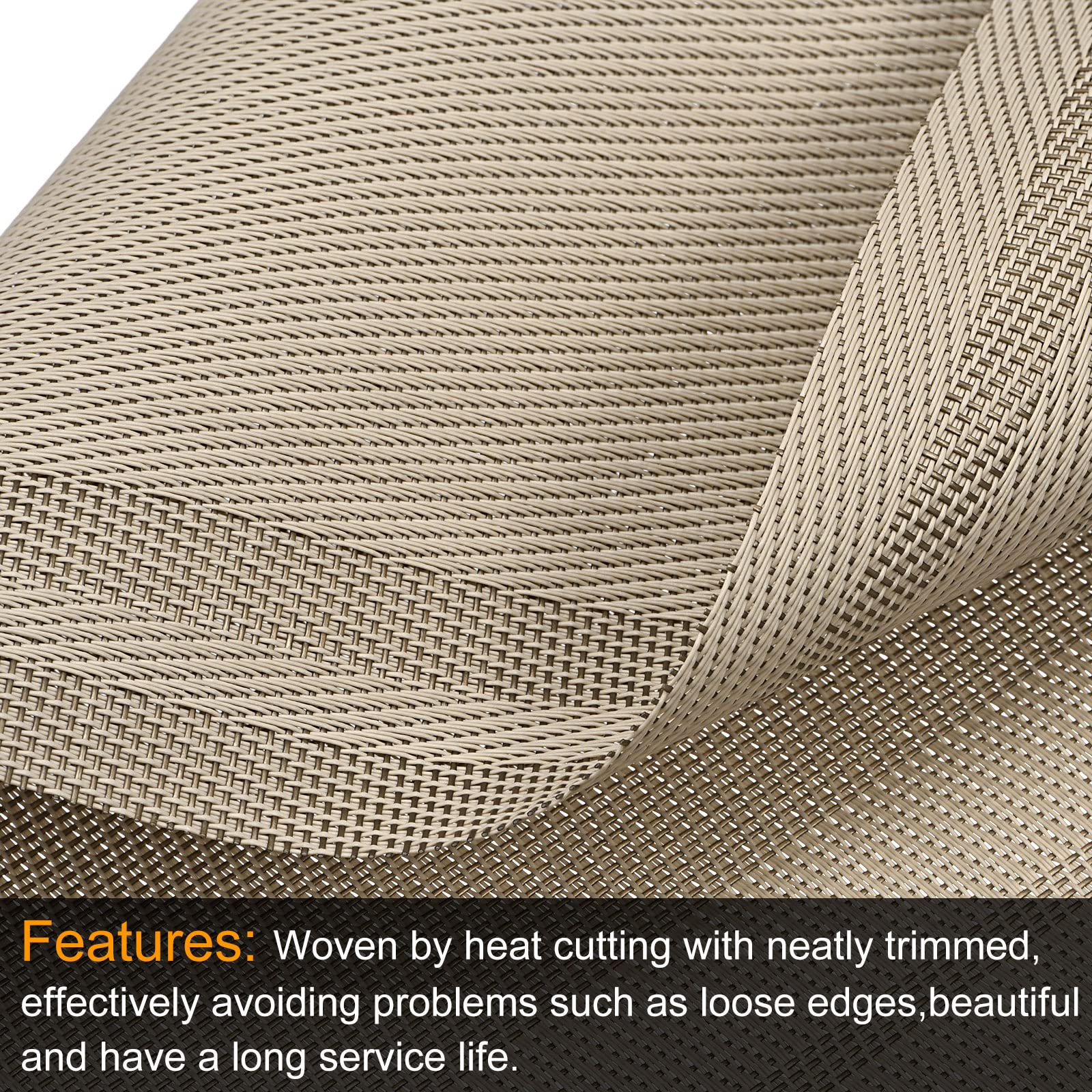 uxcell Set of 6 Washable PVC Woven Placemats - 17.7x11.8 Inches (450x300mm) Khaki Table Mats for Dining, Kitchen, and Party Decor | Durable & Easy to Clean