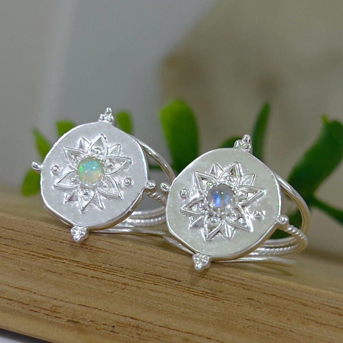 Laihas Intricate Vera May Sterling Silver Boho Ring with Genuine Opal - Elegant Bohemian Jewelry for Women, Perfect for Weddings, Parties & Everyday Wear