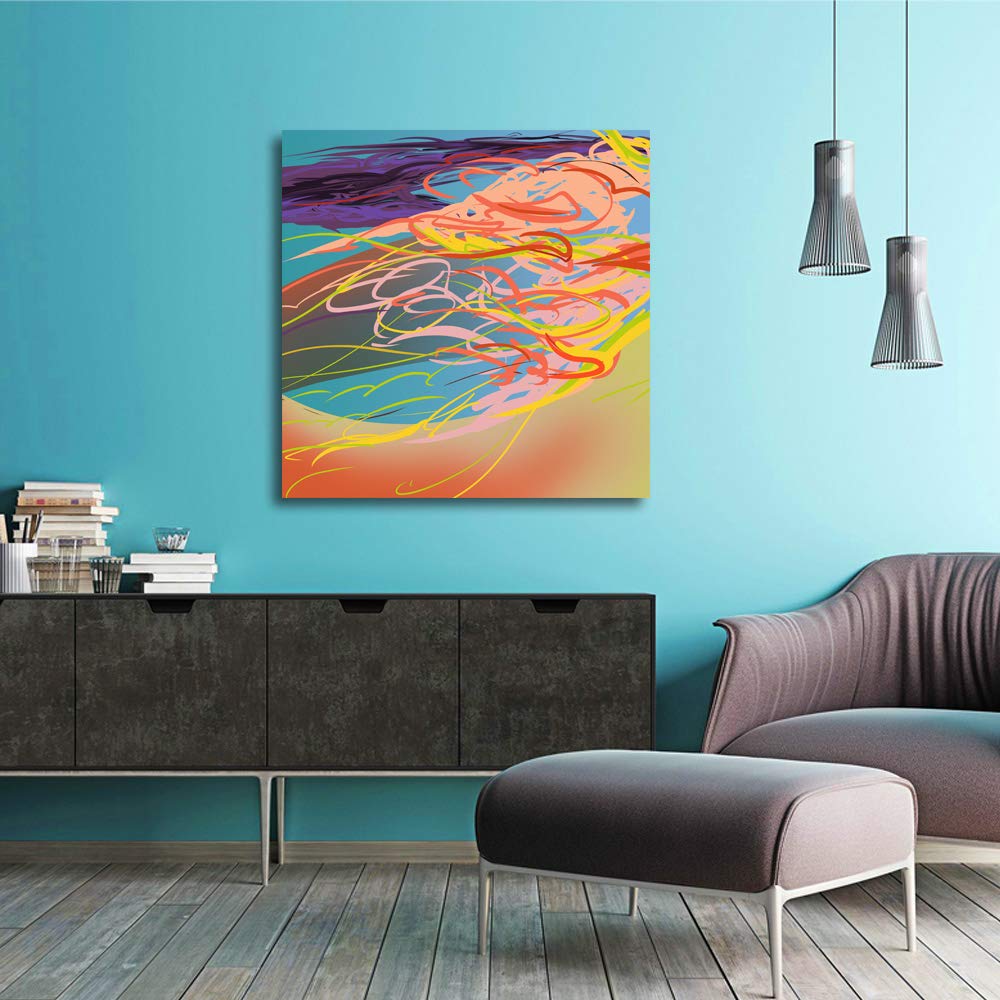 IDEA4WALL Abstract Canvas Wall Art - 16x16 Inch Framed Modern Painting for Living Room, Bedroom & Office Decor | Home & Interior Design Wall Prints