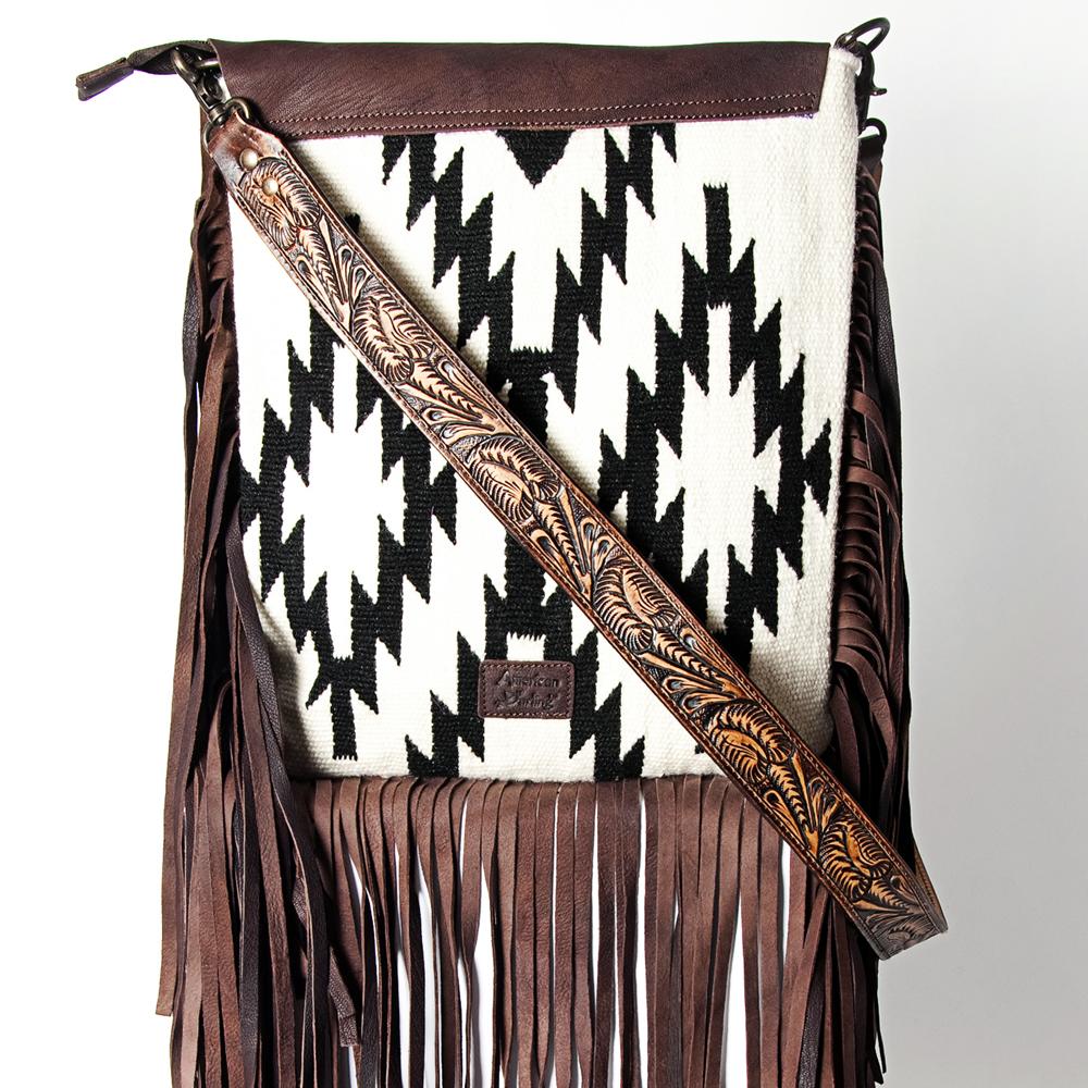 American Darling Conceal Carry Crossbody Bag - Black & White Aztec Print Design for Women | Perfect for Everyday Use, Travel & Shopping