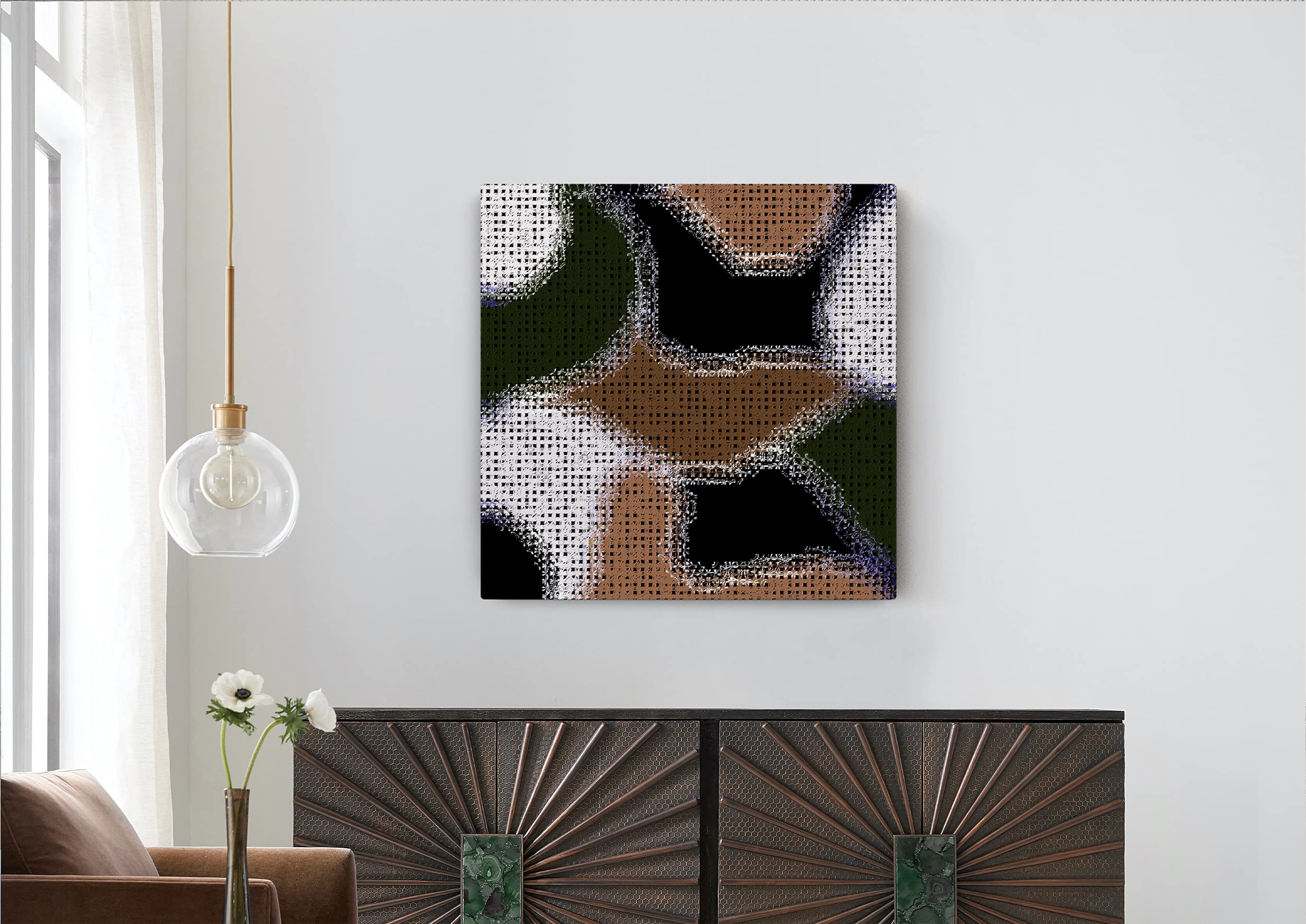 Abstract Mosaic Wall Art Print 12x12 Inches - Modern Square Wrapped Canvas Painting for Living Room, Bedroom & Office Decor | Armen Living 548