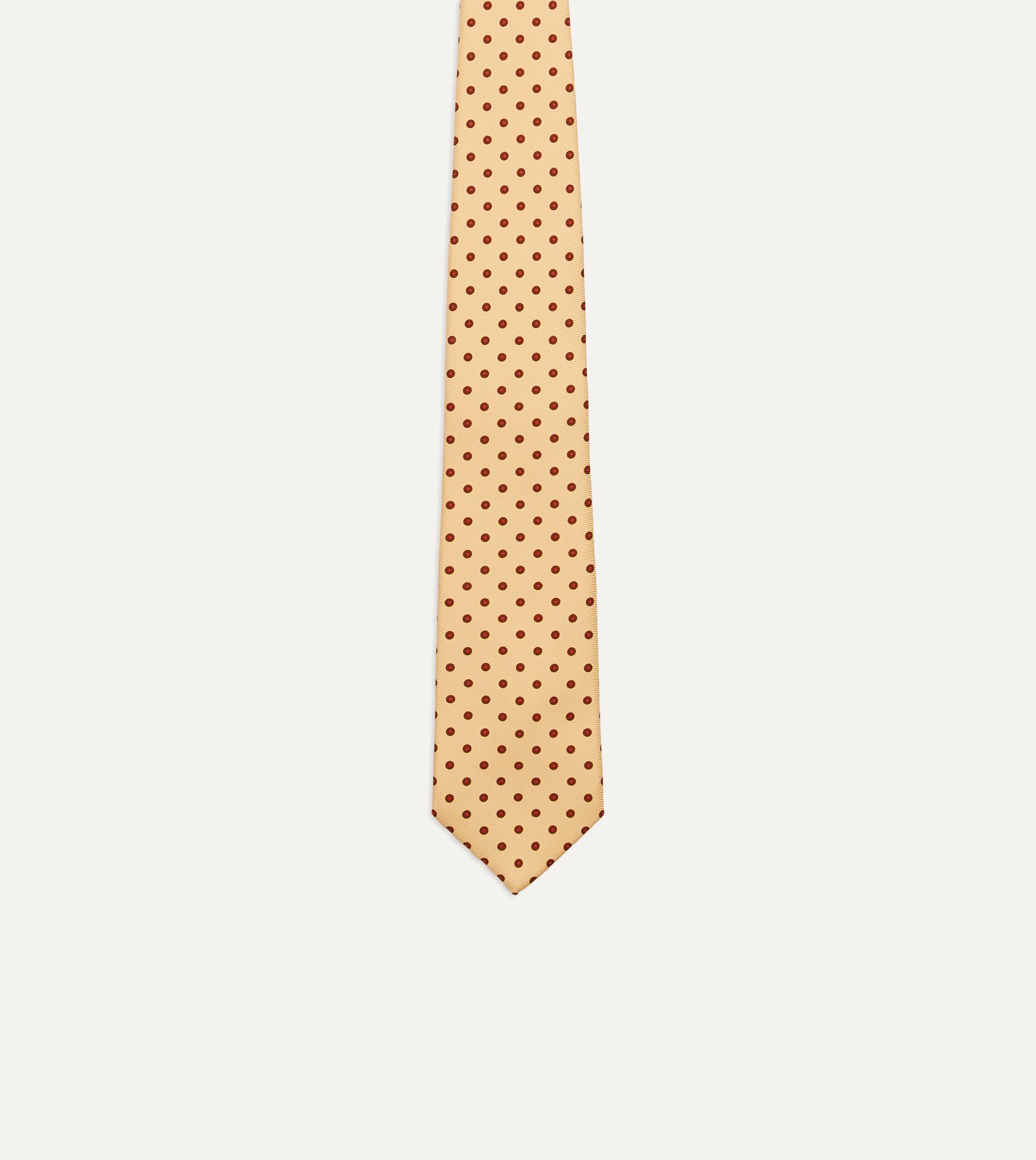 Elegant Gold Circular Dot Silk Self-Tipped Necktie for Men - Perfect for Weddings, Business Meetings & Formal Events