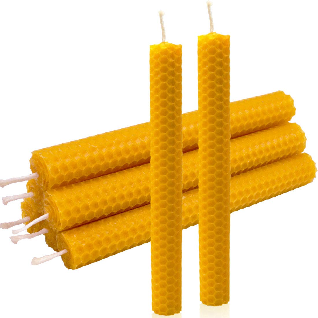DEYBBY Handmade Beeswax Taper Candles - Dripless, Hand-Rolled Honeycomb Candles for Dinner Parties, Weddings & Romantic Decor (Set of 6, Brown Raw) | Eco-Friendly Home Ambiance & Gift Idea