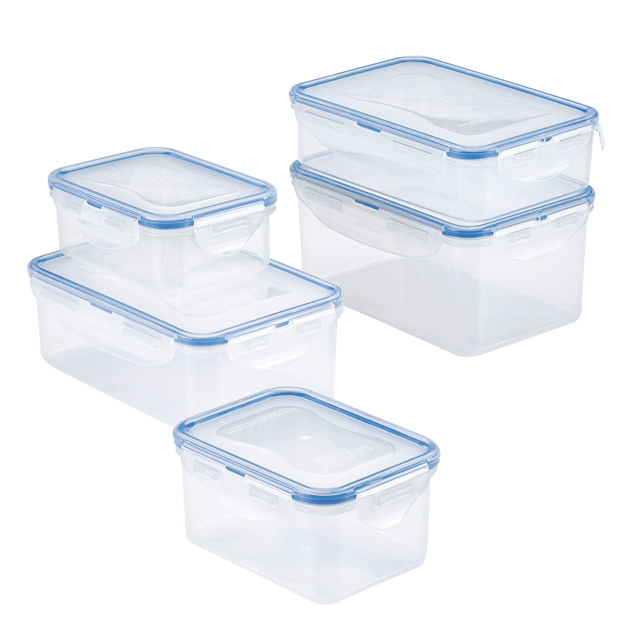LOCK & LOCK HPL815SG5 10-Piece Airtight Food Storage Containers Set - BPA Free, Clear Plastic Kitchen Organizers for Meal Prep, Leftovers & Pantry Organization - Perfect for Home, Office & Dorm Use