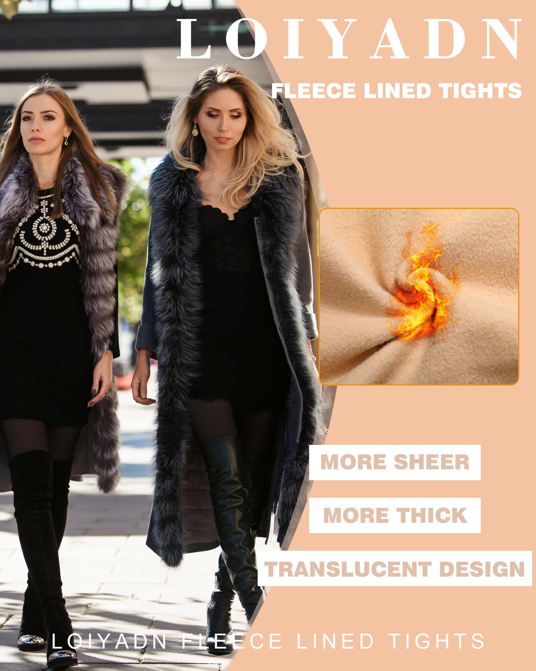 Women's Fleece Lined Tights - Warm Sheer Winter Tights for Women, Cozy Fleece-Lined Leggings | Perfect for Cold Weather, Outdoor Activities & Layering Under Dresses
