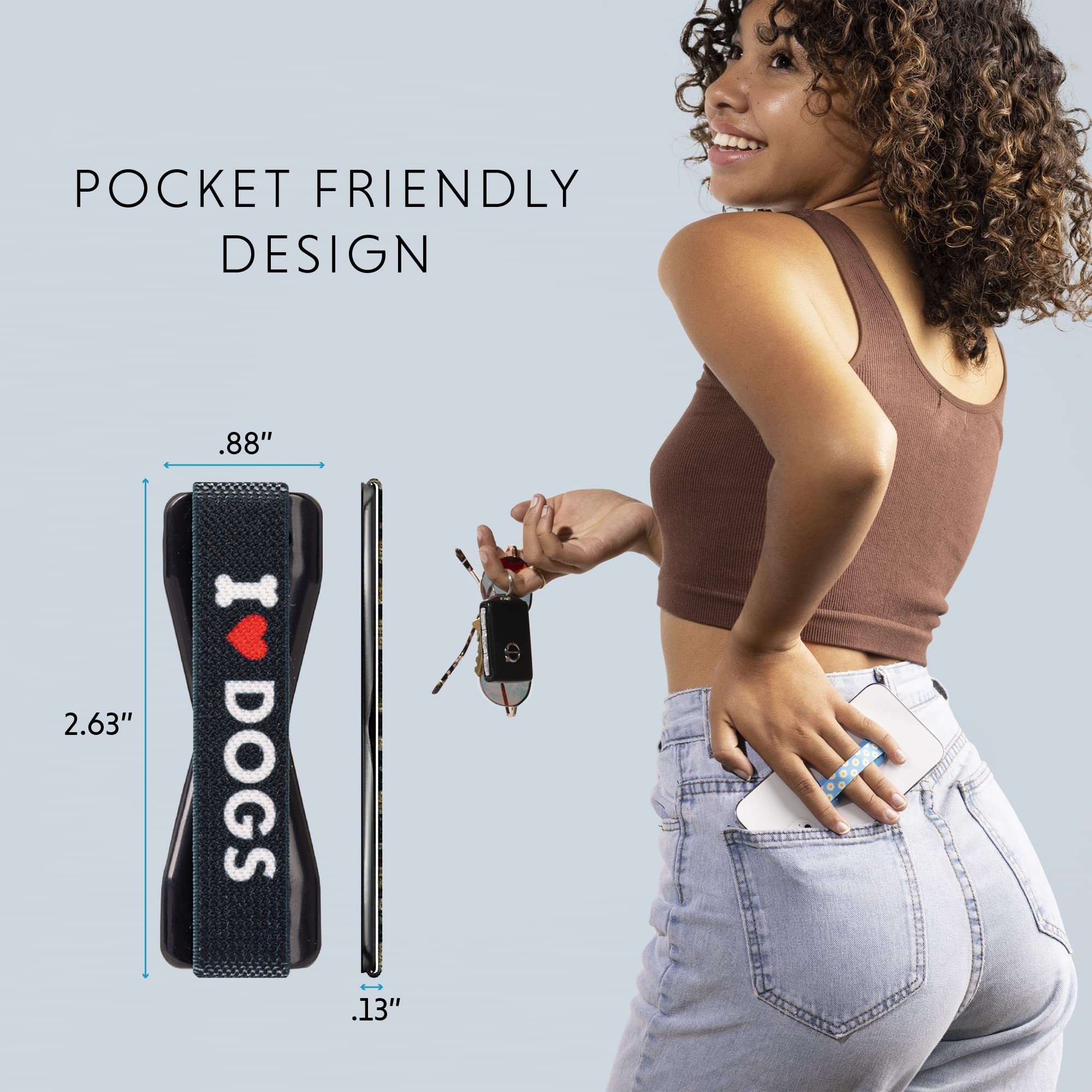 LOVEHANDLE Universal Phone Grip Stand for Smartphones & Mini Tablets - Ergonomic Hand Holder with Wireless Charging Compatibility - Made in USA - Supports I Heart Dogs Charity - Perfect for Driving, Gym Workouts & Everyday Use