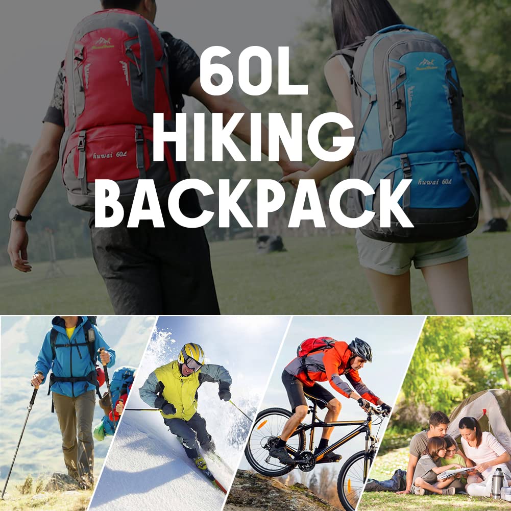 Rojeam 40L/50L/60L/70L Waterproof Hiking Backpack - Lightweight Travel & Camping Backpack for Outdoor Adventures, Trekking & Backpacking Trips