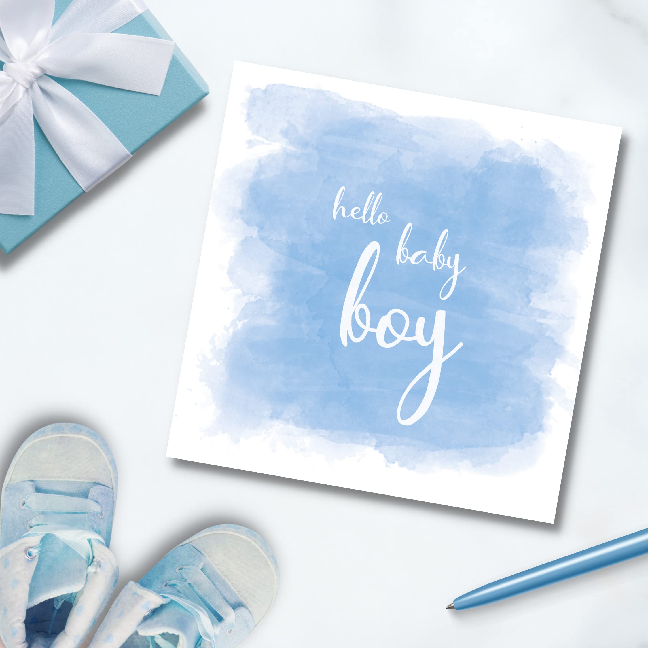 Pastel Baby Boy Congratulations Cards - Welcome & It's A Boy Greeting Cards for Newborn, Baby Shower, Gender Reveal & First Birthday Celebrations