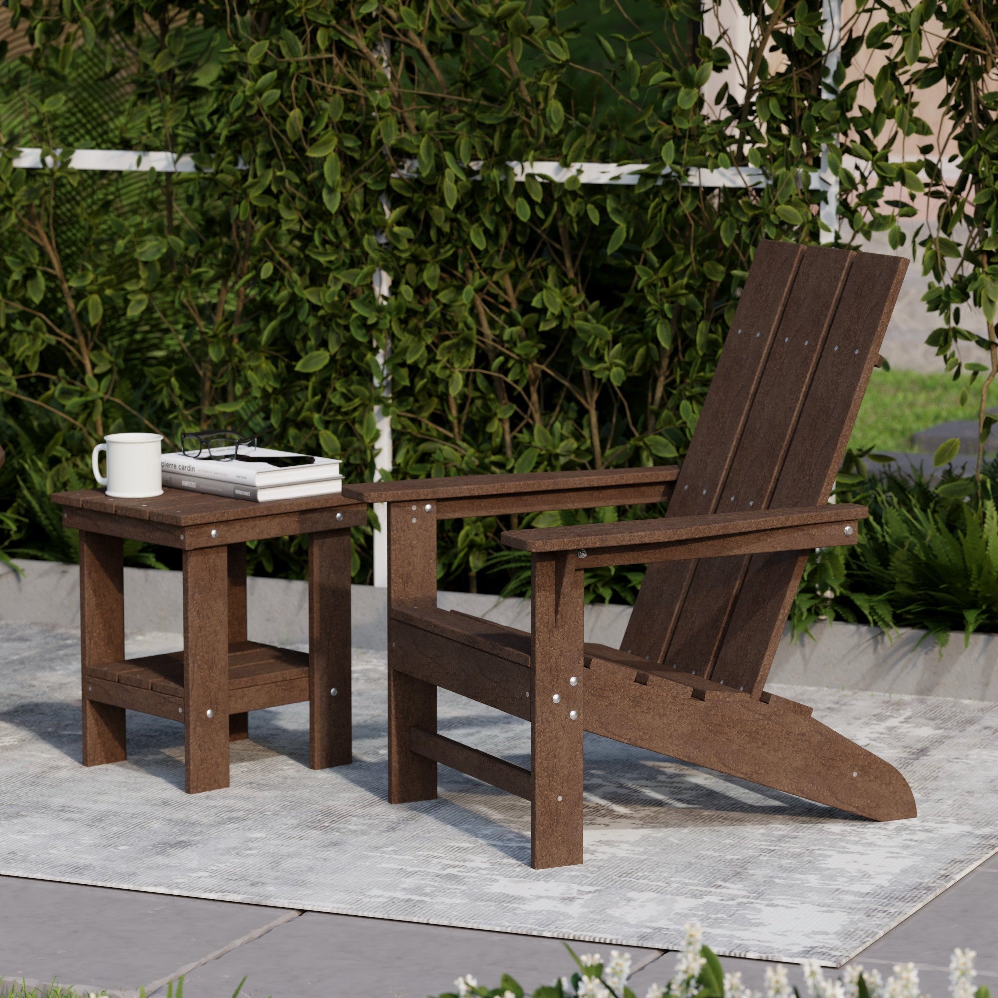 Freedom 3-Piece Modern Adirondack Chair Set with Side Table - Outdoor Patio Furniture for Backyard, Garden & Poolside Relaxation