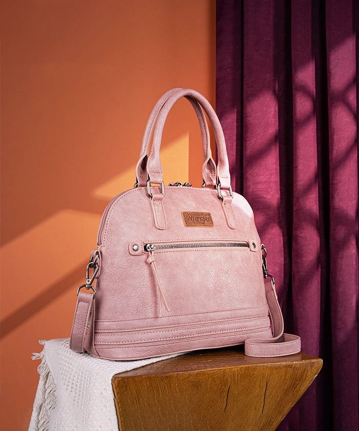 Wrangler Dome Satchel Crossbody Bag for Women & Men - Durable Leather Shoulder Bag - Perfect for Travel, Work & Everyday Use