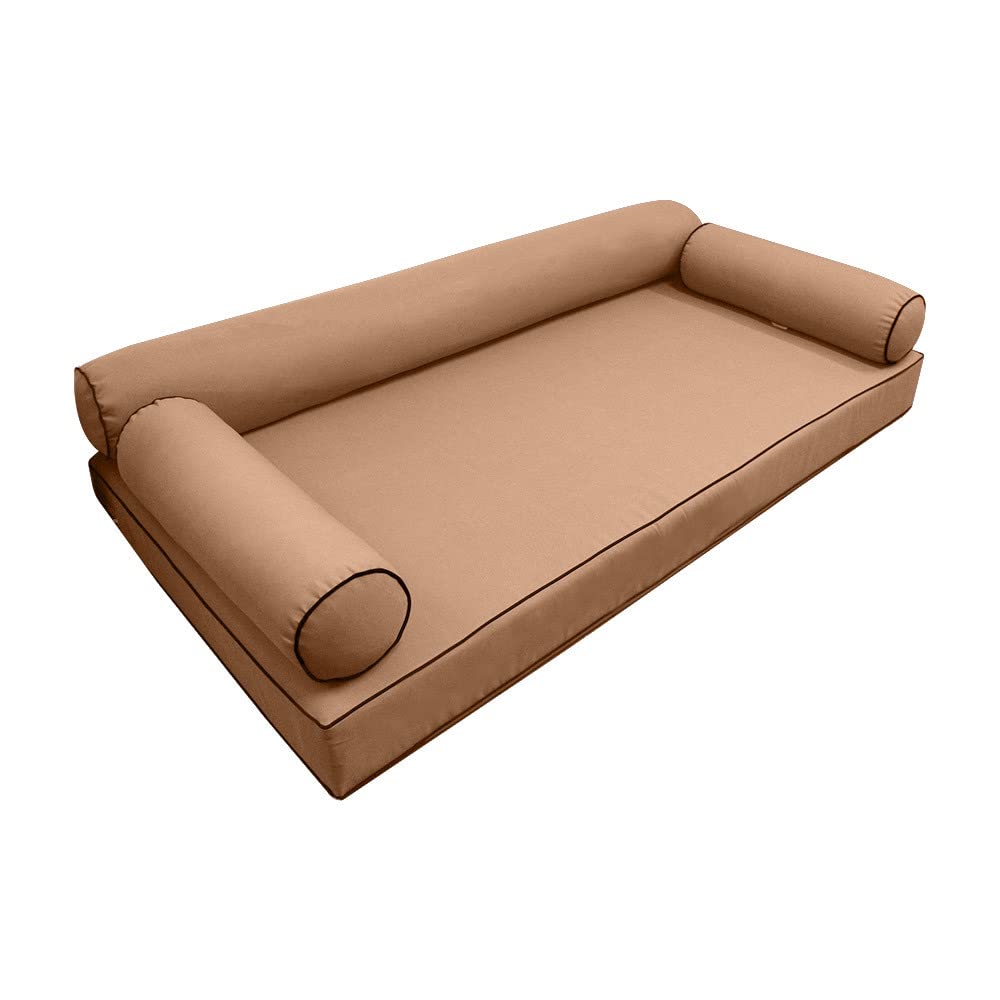 Outdoor Daybed Mattress Cover with Contrast Pipe Trim - Twin XL Size, Style 6 - Waterproof & UV Resistant for Patio, Poolside, and Garden Furniture Protection