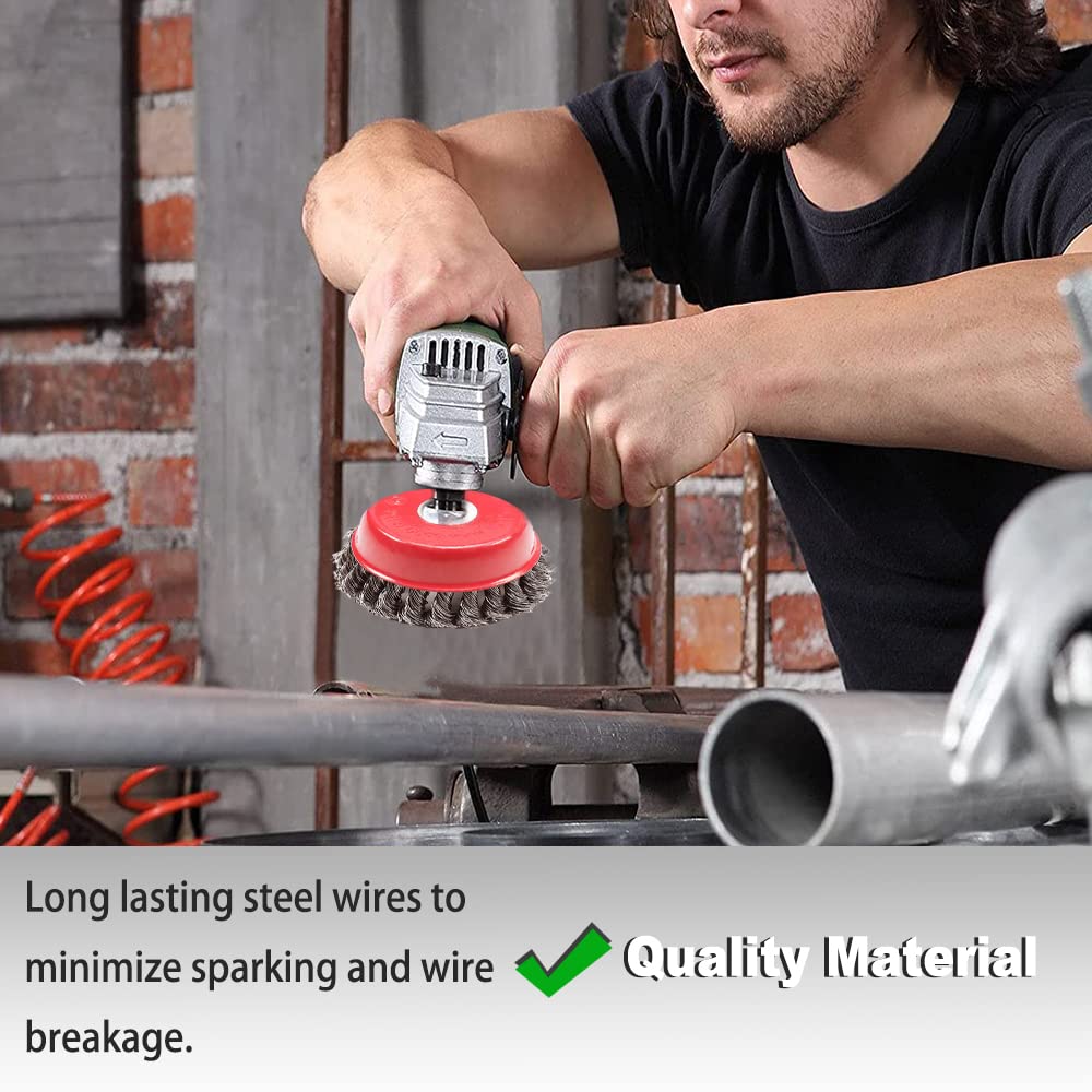 Utoolmart 75mm Steel Wire Cup Brush - 3 Pcs for Metal Cleaning & Rust Removal