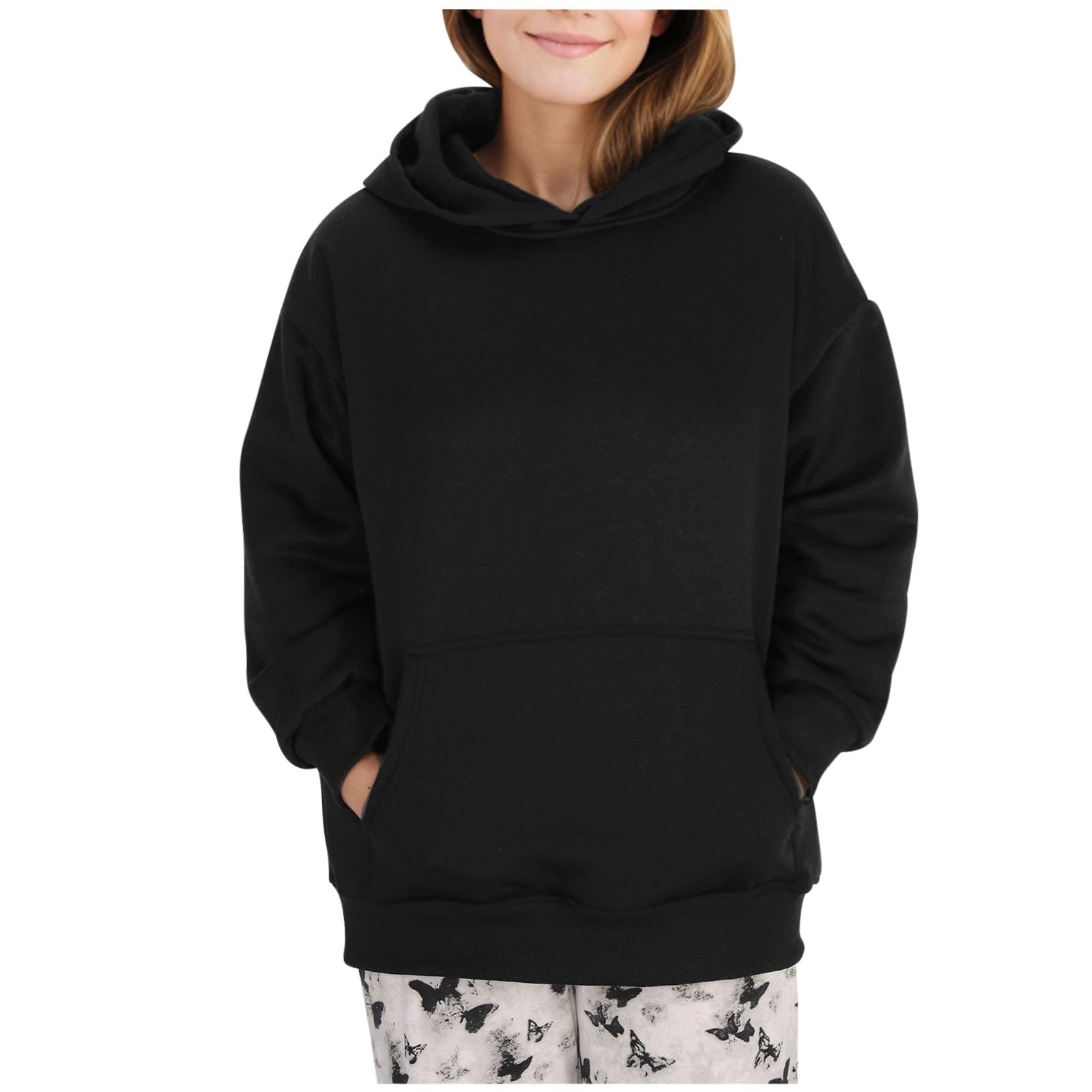 MRGIINRI Women's Oversized Fleece Hoodie - Cozy Long Sleeve Pullover Sweatshirt with Pocket for Fall & Winter (Casual Loungewear, Streetwear, Cold Weather Outfits)