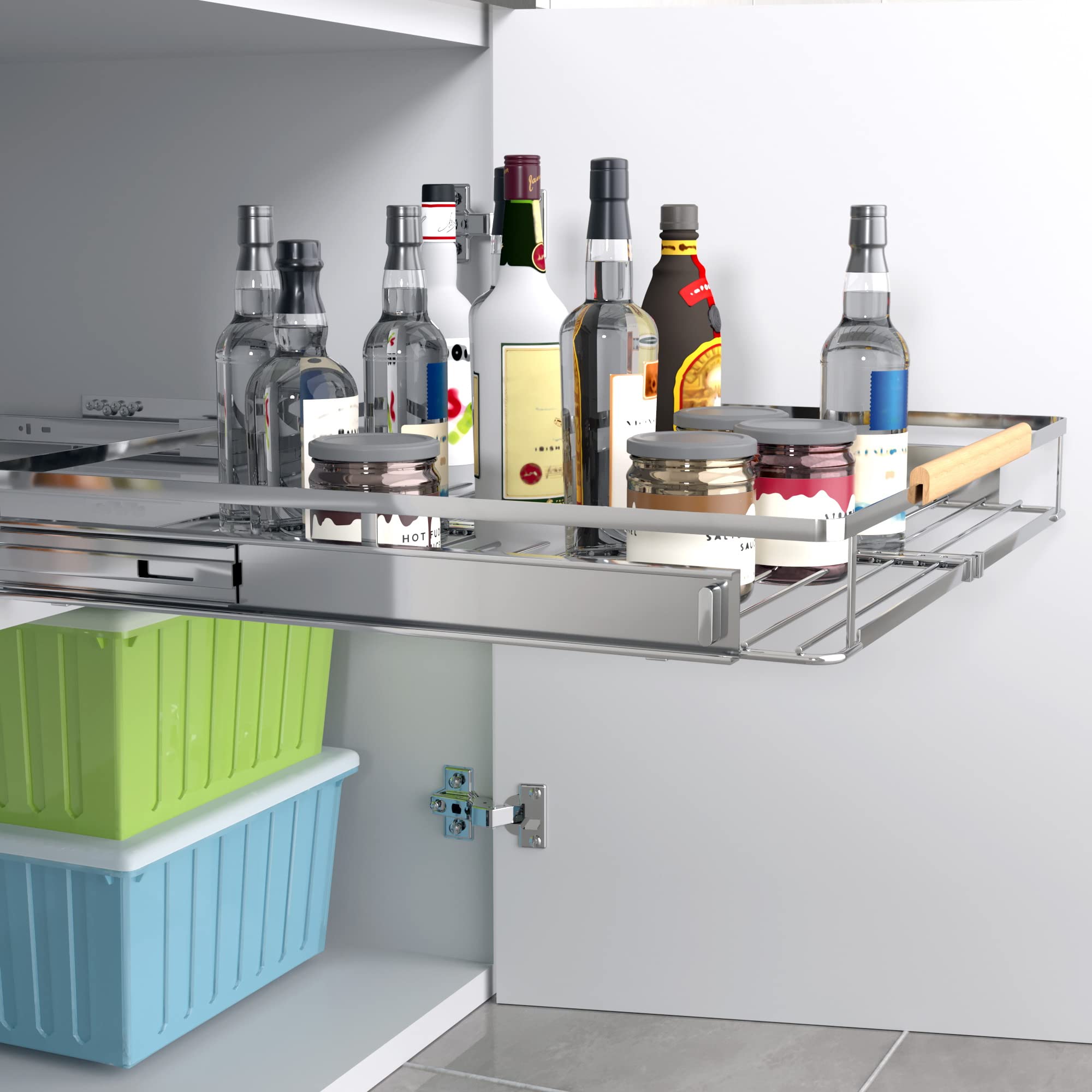 Expandable Pull Out Cabinet Organizer - Heavy Duty Slide Out Shelves (12.2~17.9