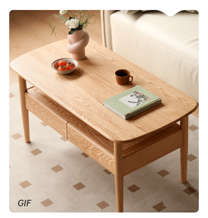 Solid Oak Wood High Leg Coffee Table - Modern Living Room Furniture for Home Decor & Relaxation