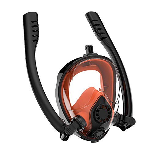 **KNTUMQ Full Face Snorkel Mask with Double Breathing Tube - Anti-Fog Scuba Diving Mask for Adults & Kids - Perfect for Snorkeling, Swimming, and Underwater Exploration**