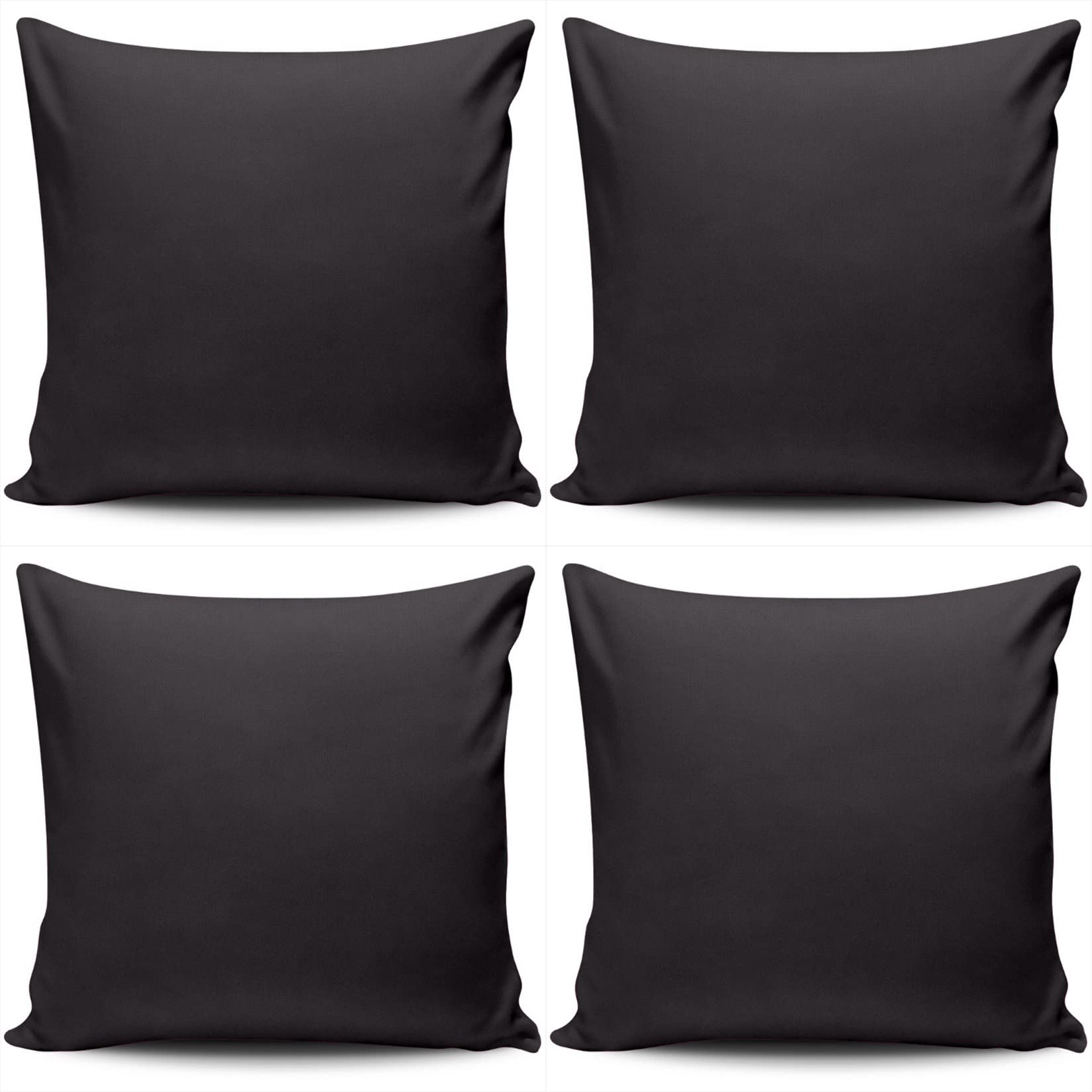 4 Pack 24x24 Inch Solid Color Throw Pillow Covers - Premium Square Decorative Cushion Cases for Sofa, Couch, Bed & Living Room - Home Decor Accent Pillows (Black) - Perfect for Cozy Living Spaces & Stylish Interior Design